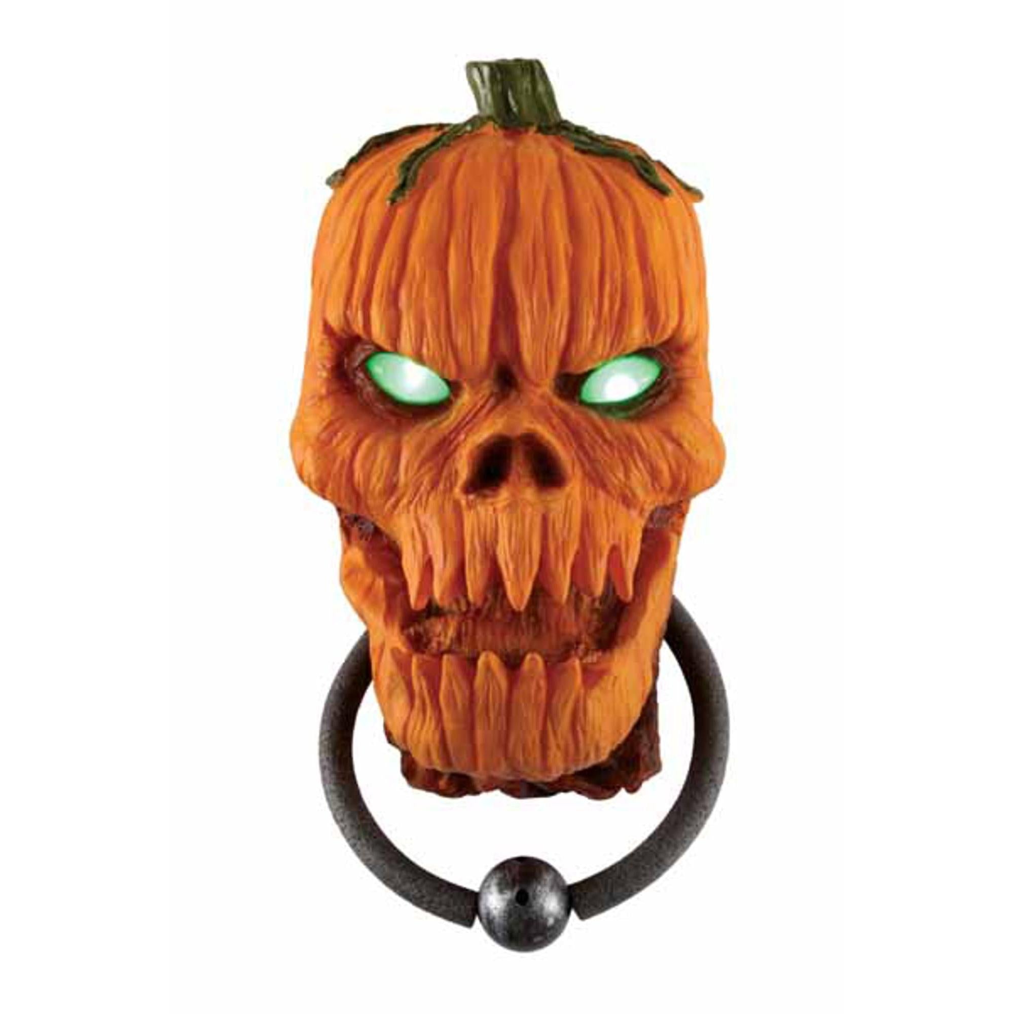 Spooky Animated Pumpkin Door Knocker - Halloween Decoration for Front Door - Scary Motion-Activated Halloween Prop for Porch & Yard Decor
