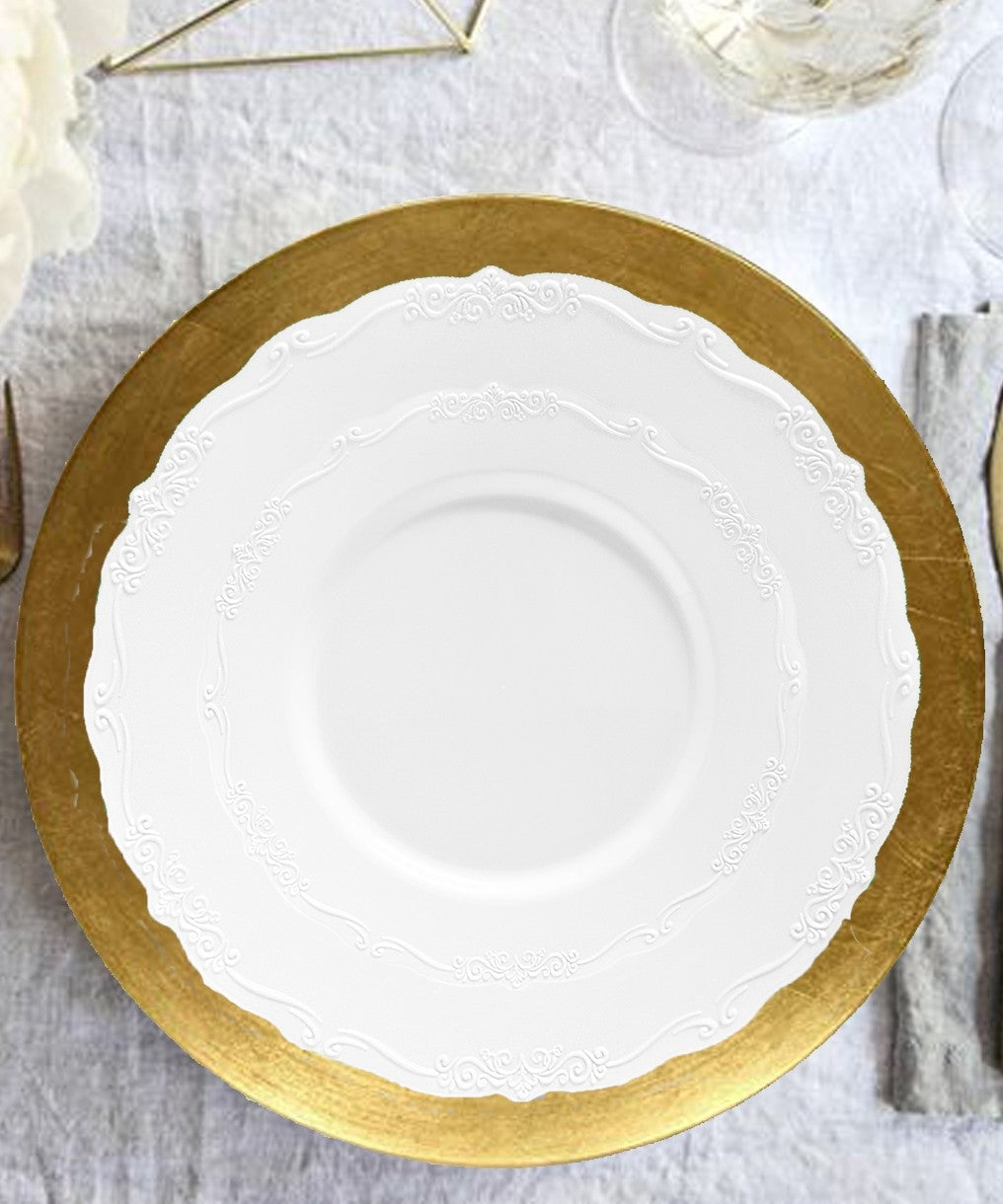 60-Piece White Round Plastic Dinnerware Set - Elegant & Durable Disposable Plates, Bowls, Cups & Cutlery for Parties, Picnics, BBQs & Outdoor Events