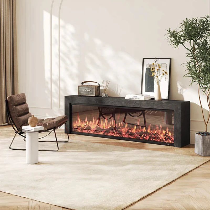 Black Oak Fireplace TV Stand with Realistic Simulated Flames - Rustic Entertainment Center for Living Room & Home Theater Setup