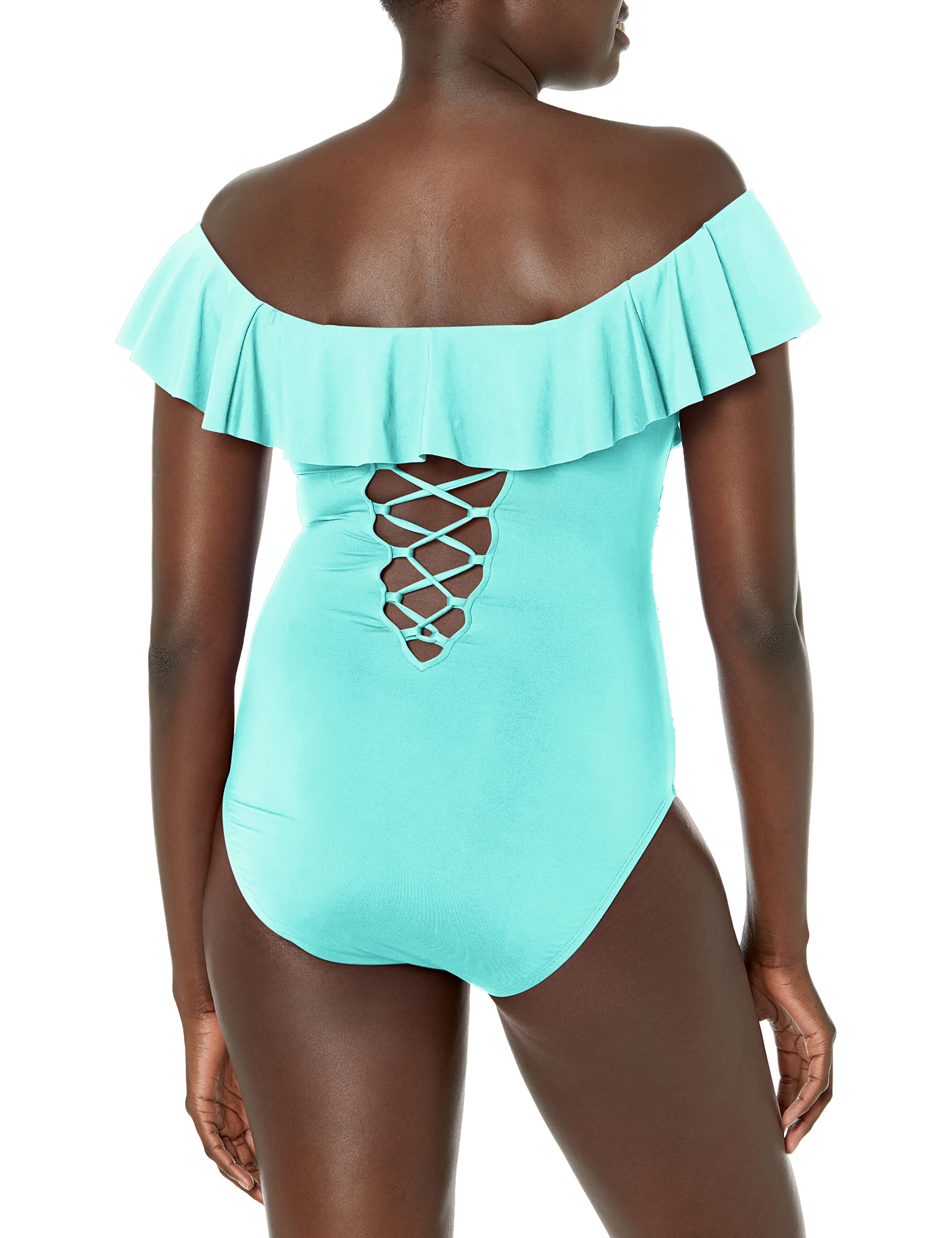 La Blanca Women's One Piece Swimsuit - Off Shoulder Ruffle Bathing Suit for Beach Vacation | Island Goddess Swimwear for Pool Party & Summer Getaway