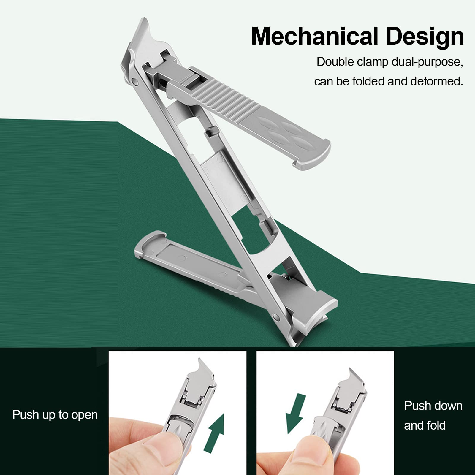 Premium Stainless Steel Heavy Duty Nail Clipper for Thick Toenails & Fingernails - Wide Jaw Ergonomic Design with Catcher & Splash-Proof - Perfect for Seniors, Diabetics & Professional Pedicures