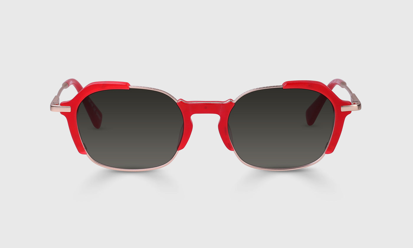 Amalgam Color 01 Gold & Matte Cherry Red Acetate Eyeglass Frames - Stylish Unisex Optical Glasses for Work, Reading & Fashion