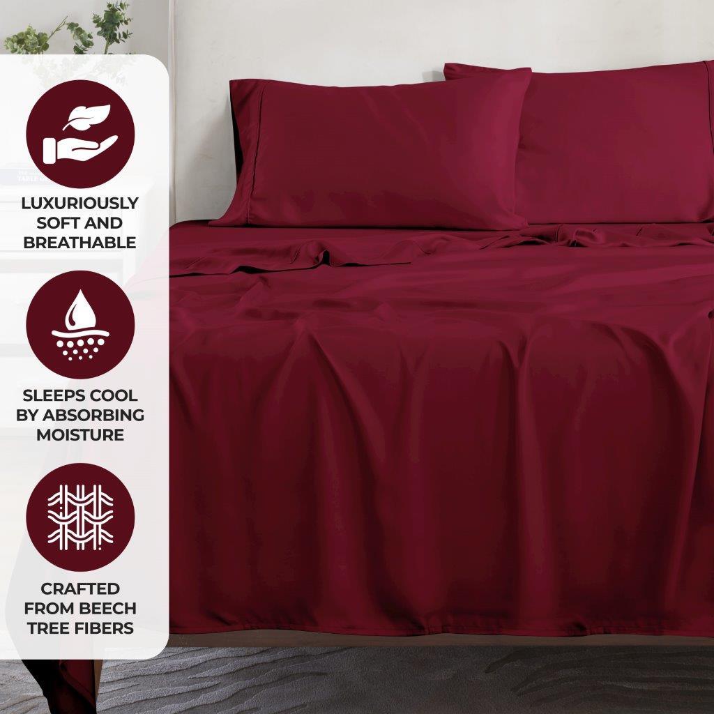 300 Thread Count Modal From Beechwood Extra Deep Pocket Sheet Set - Ultra Soft & Breathable Bedding for Queen/King Size Mattresses - Perfect for Luxury Hotels, Guest Rooms & Master Bedrooms