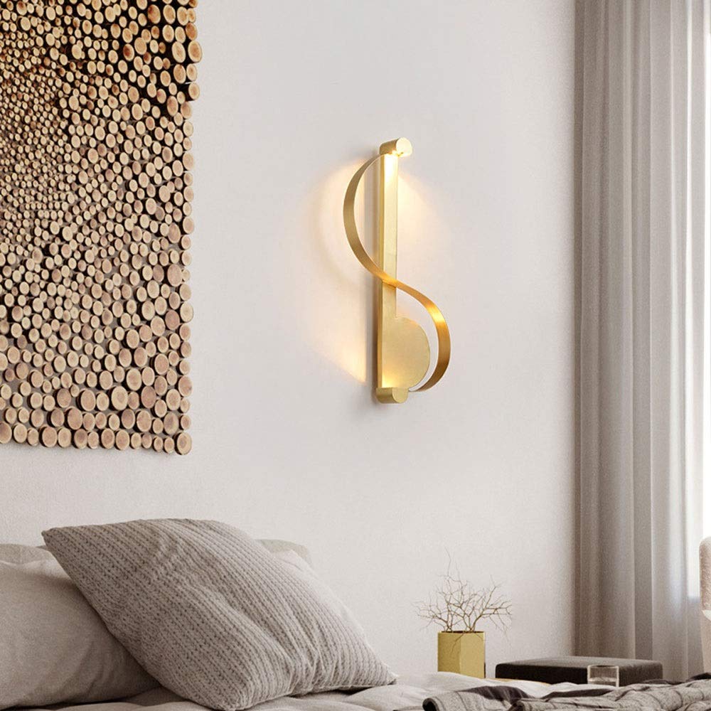 Modern S-Shaped Copper Wall Lamp - Wrought Iron Art Deco Wall Sconce for Living Room, Bedroom, Restaurant & Hotel | 6000K Daylight LED Lighting | Perfect for Ambient, Accent & Task Lighting in Home & Commercial Spaces