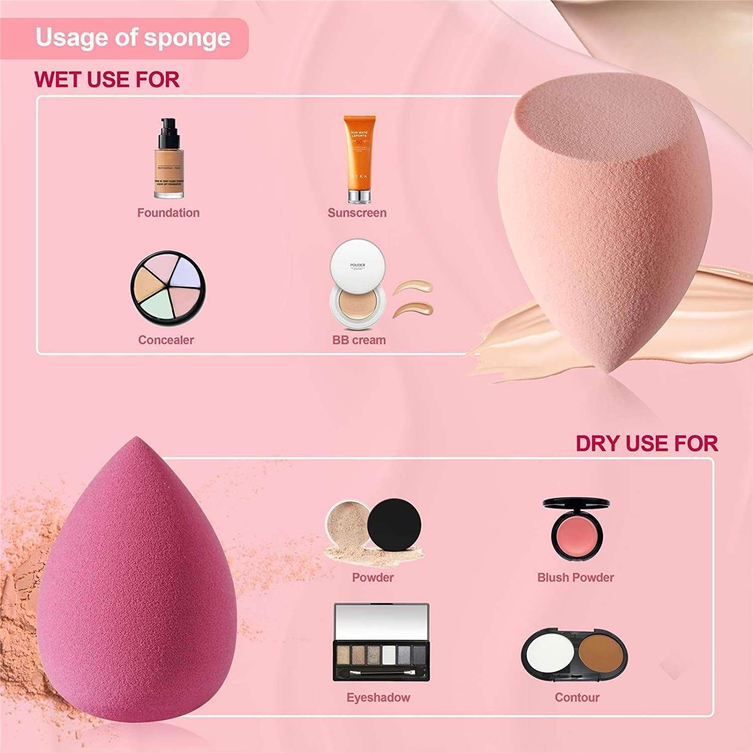 AIR BEAUTY 5-Piece Beauty Blender Set - Teardrop Makeup Sponges, Foundation Blender Puffs with Flower Hair Bands & Stylish Jar - Perfect for Liquid & Powder Makeup Application - Great Gift for Makeup Lovers & Professional Artists
