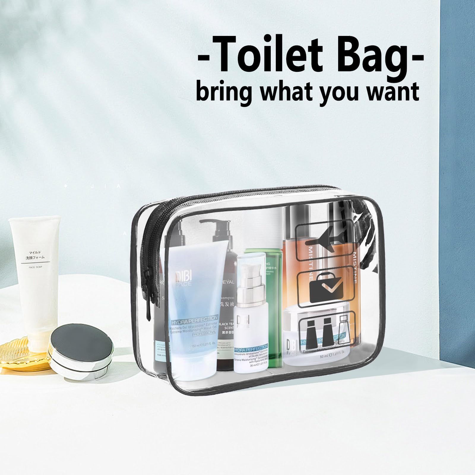 3 Pack Clear TSA Approved Quart Size Travel Toiletries Bags for Liquids & Cosmetics - Perfect for Airplane Carry-On, Gym & Vacation Essentials