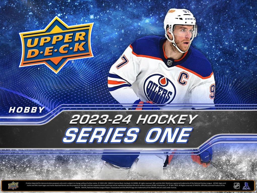 2023-24 Upper Deck Series 1 Hockey Hobby Box - 12 Packs (12 Cards Each) | NHL Trading Cards Collection for Collectors & Fantasy Sports Enthusiasts