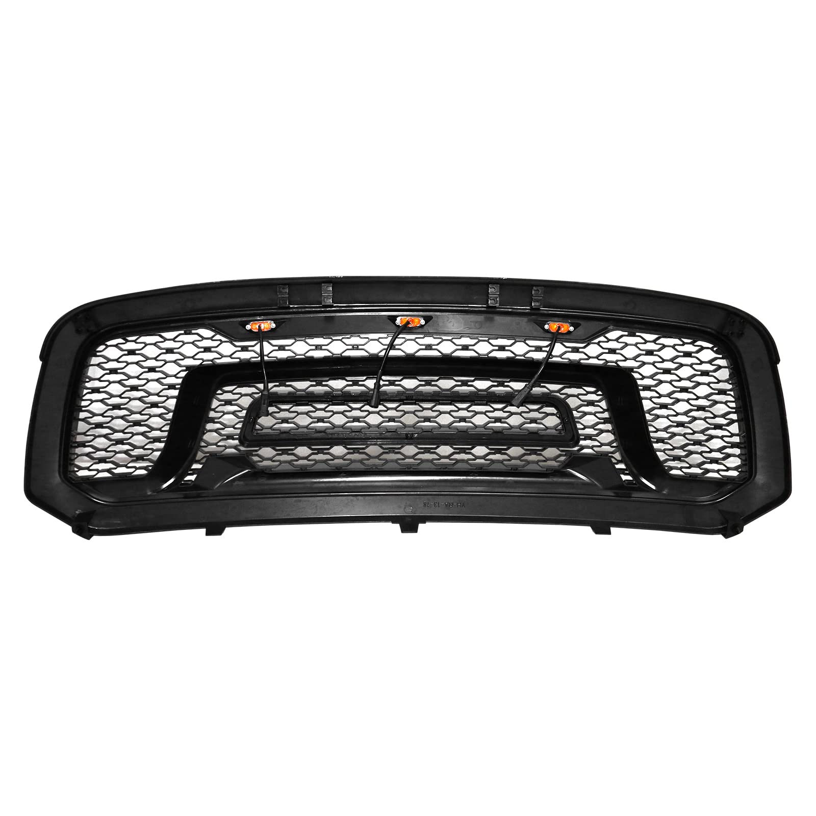 FREEMOTOR802 Gloss Black ABS Plastic Front Grill with LED Light - Compatible with 2013-2018 Ram 1500 & 2019-2024 Ram 1500 Classic - Upgrade Your Truck's Style for Off-Roading & Daily Driving