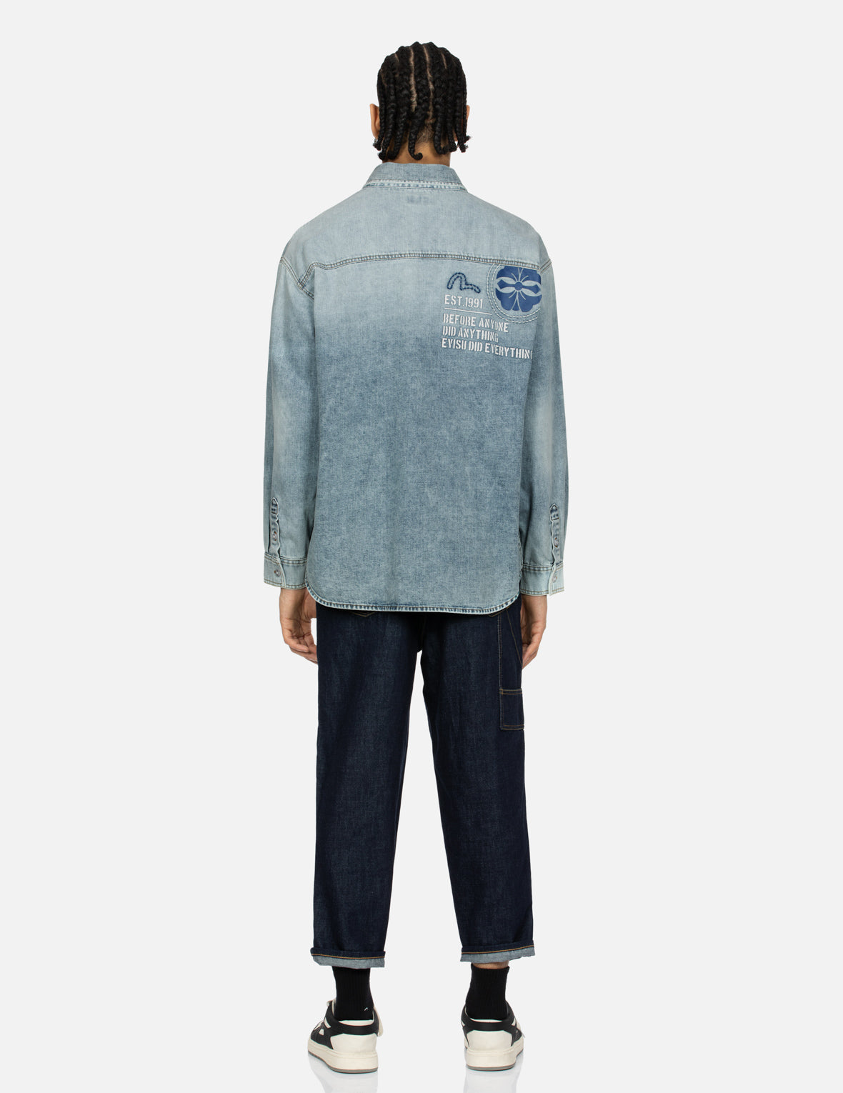 Hand Stitched Multi-Print Loose Fit Denim Shirt for Men & Women | Casual & Streetwear Style | Perfect for Outdoor Activities, Travel & Everyday Wear