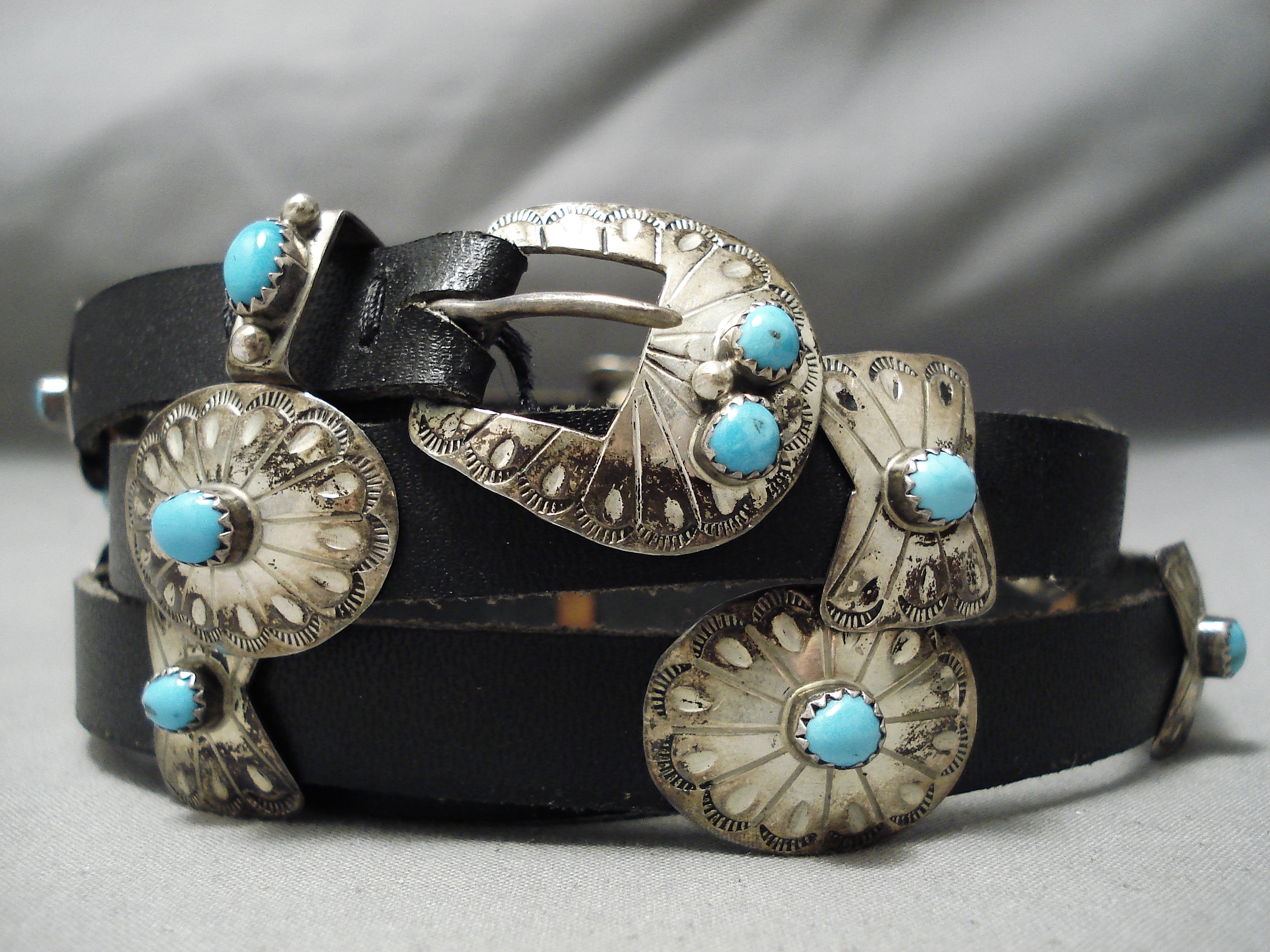 Vintage Navajo Turquoise Sterling Silver Concho Belt - Handmade Native American Jewelry for Women & Men - Perfect for Western Fashion, Boho Style & Special Occasions