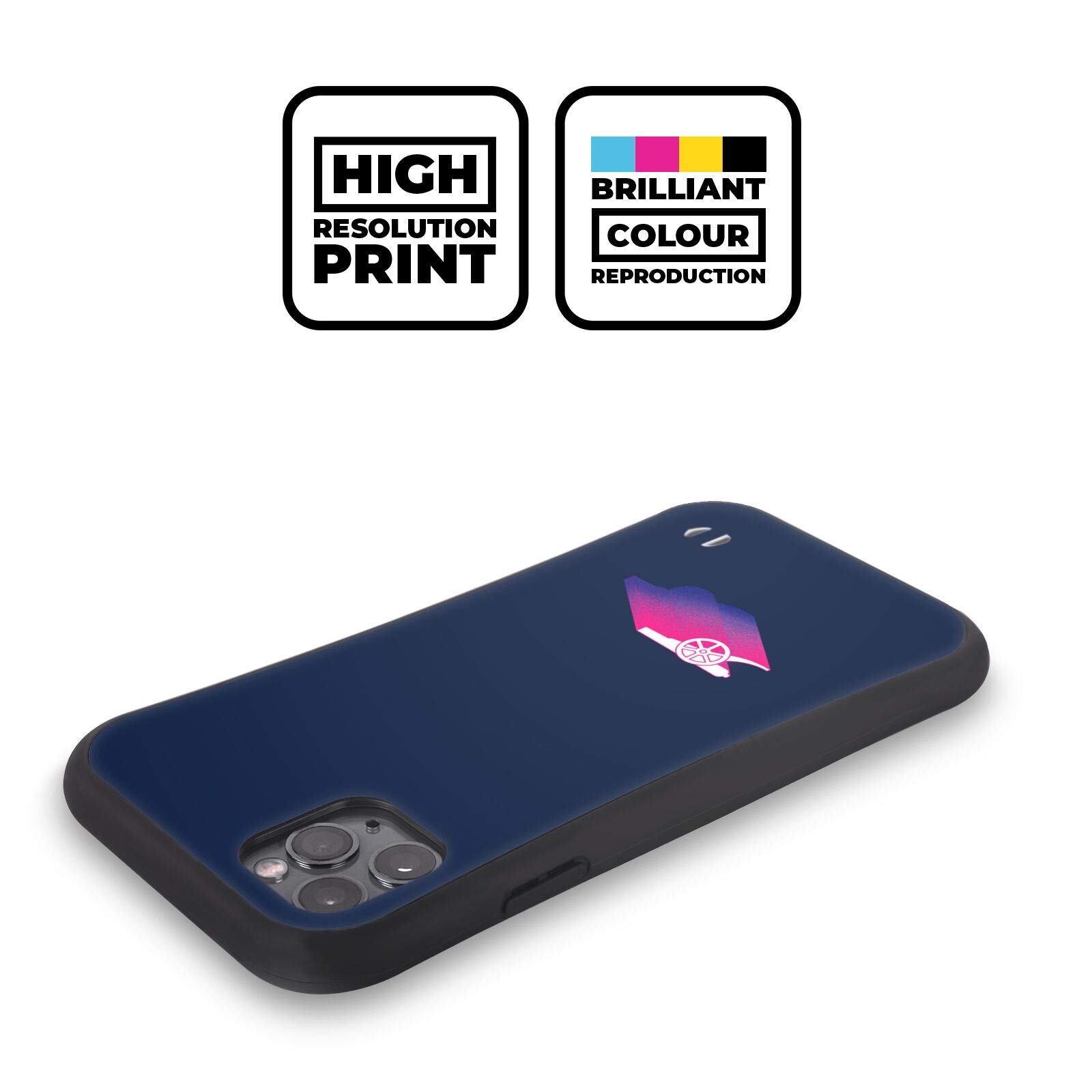 Officially Licensed Arsenal FC Gradient Crest & Gunners Logo Hybrid Phone Case for Apple iPhone 13 Pro Max - Durable Protection with Stylish Football Design for Fans, Daily Use & Match Days