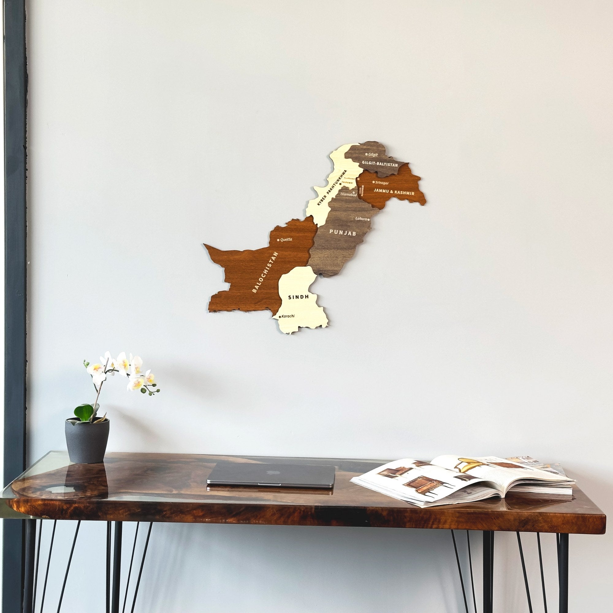 Pakistan Wooden Wall Map - Islamic Wall Art Decor for Home & Office - Perfect for Prayer Rooms, Living Rooms & Gifts
