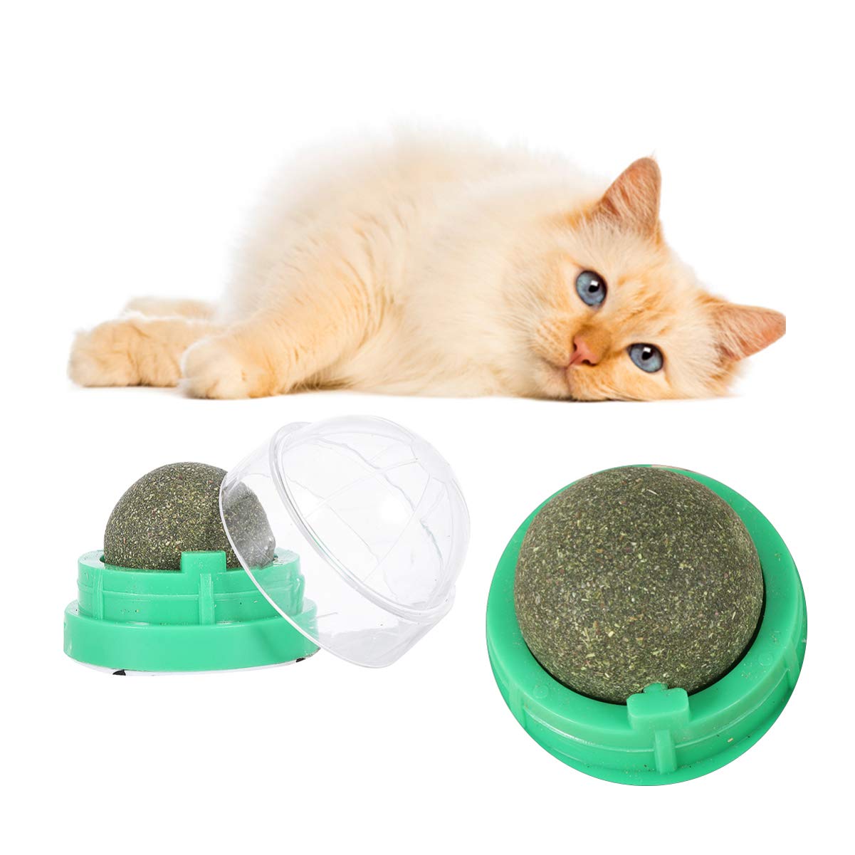 POPETPOP 2-Pack Natural Catnip Ball Toys - Healthy Cat Treats & Dental Care for Kittens - Perfect for Playtime, Training Rewards and Teeth Cleaning