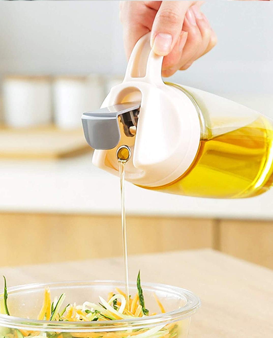 KUNYA® Automatic Opening & Closing Glass Oil Dispenser Bottle - Leak-Proof Kitchen Oil Cruet for Olive Oil, Vinegar & Seasonings (1-Pack) - Perfect for Cooking, Salad Dressing & Baking
