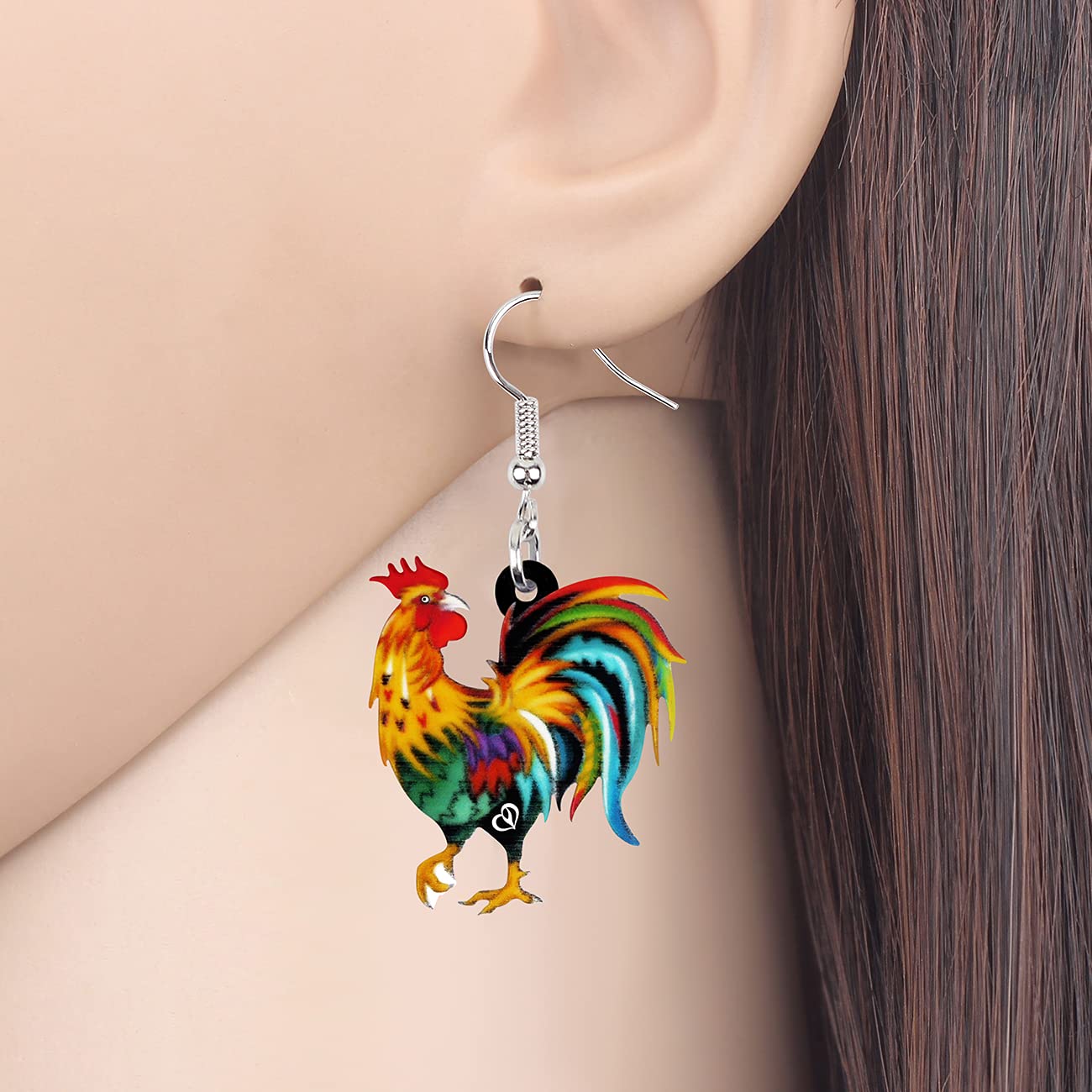 NEWEI Acrylic Cute Chicken Earrings - Dangle Charms Farm Animal Jewelry for Women | Unique Gifts for Chicken Lovers, Farm Enthusiasts & Animal-Themed Fashion | Perfect for Country Style, Farmhouse Decor & Themed Parties