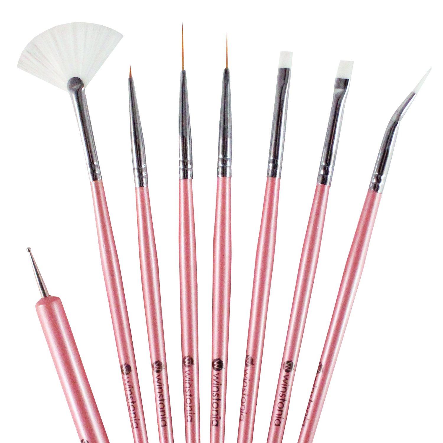 8-Piece Professional Nail Art Brush Set - Detailer, Liner, Dotter, Fan, Striping, UV Gel & Angular Brushes for Acrylic, Gel Polish & Nail Art Designs | Perfect for Salon, Home Manicures & DIY Nail Artists