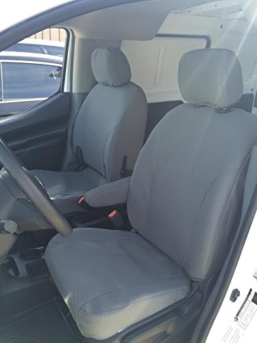 Durafit Custom Seat Covers for Nissan NV200 Van - Gray Twill Fabric Front Bucket Seat Protectors | Perfect for Work Vans, Delivery Drivers & Fleet Vehicles