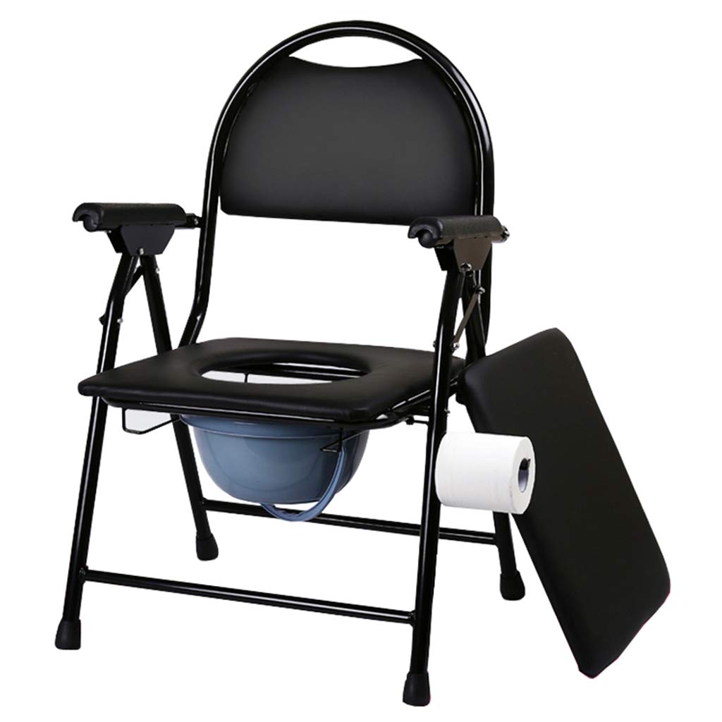 Foldable Commode Chair with Safety Frame - Adjustable Height Medical Toilet Seat for Elderly, Disabled & Pregnant - Portable Bedside Shower Bathroom Chair for Home Care Use - Ideal for Post-Surgery Recovery & Mobility Assistance