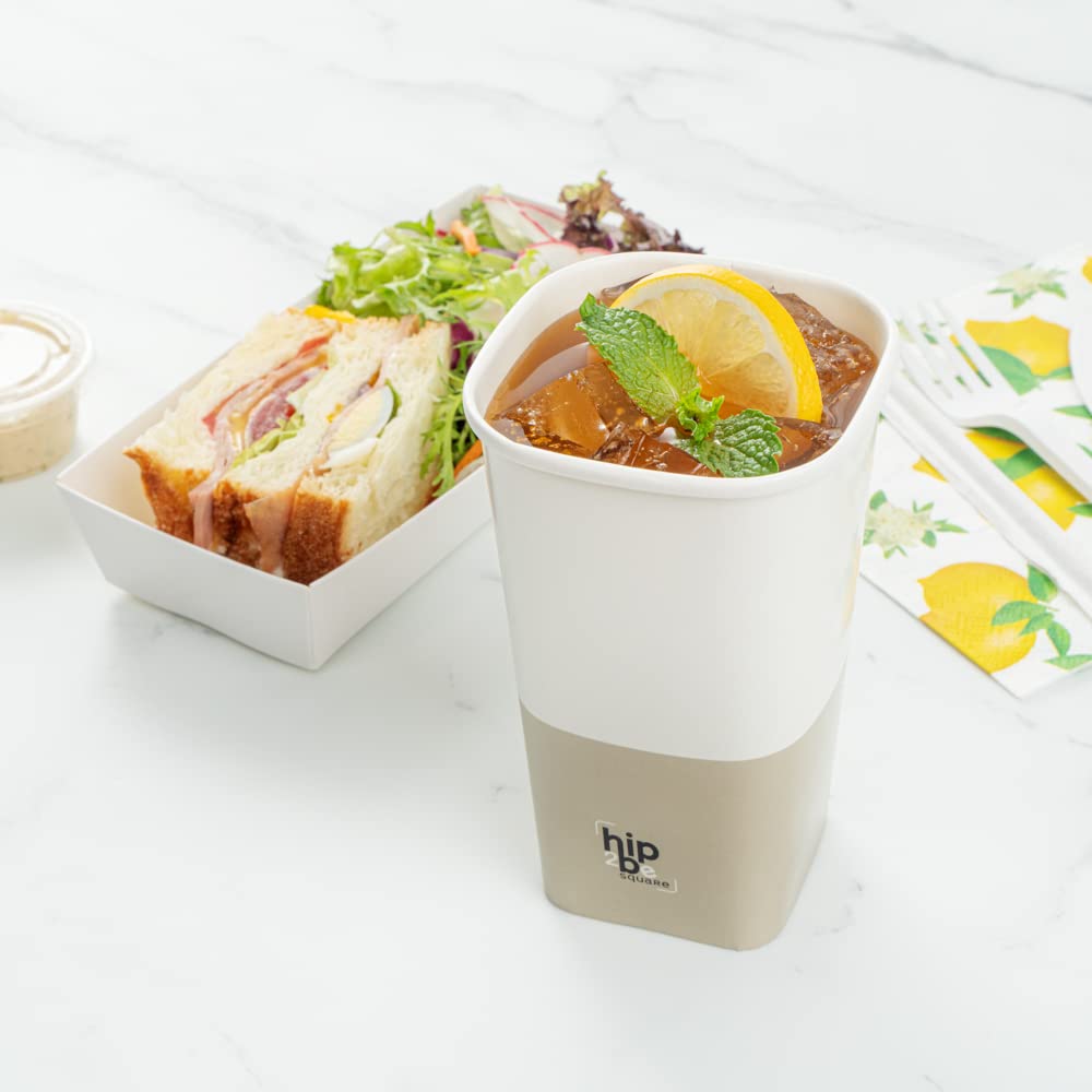 Restaurantware Hip 2 Be Square 16oz Paper Coffee Cups - Leakproof, Reusable, Double PE Lined for Hot & Cold Drinks (Lids Sold Separately) - Perfect for Coffee Shops, Offices, and Catering Events