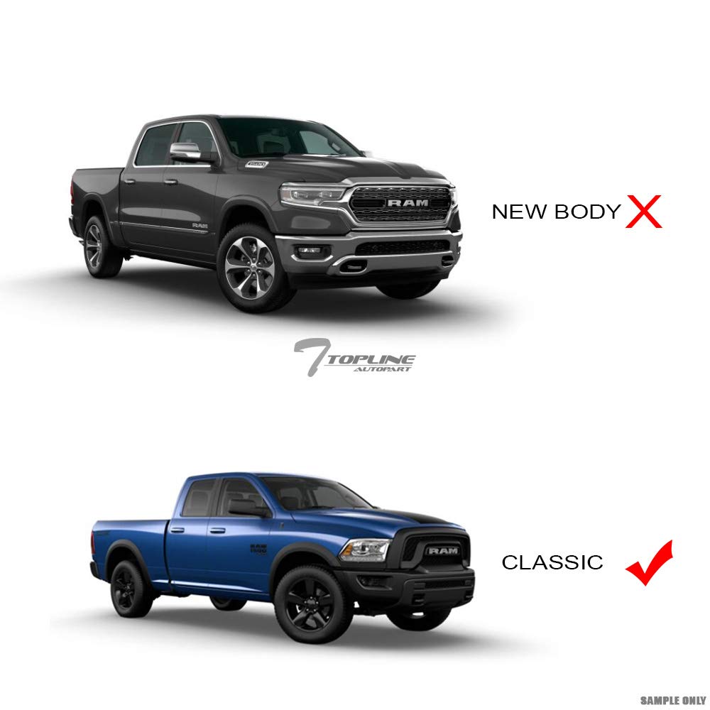 2013-2022 Dodge Ram 1500 & Classic Rebel Style Matte Black Honeycomb Mesh Front Bumper Grill | Replacement Grille for Off-Road & Truck Customization | Enhances Vehicle Appearance & Protection