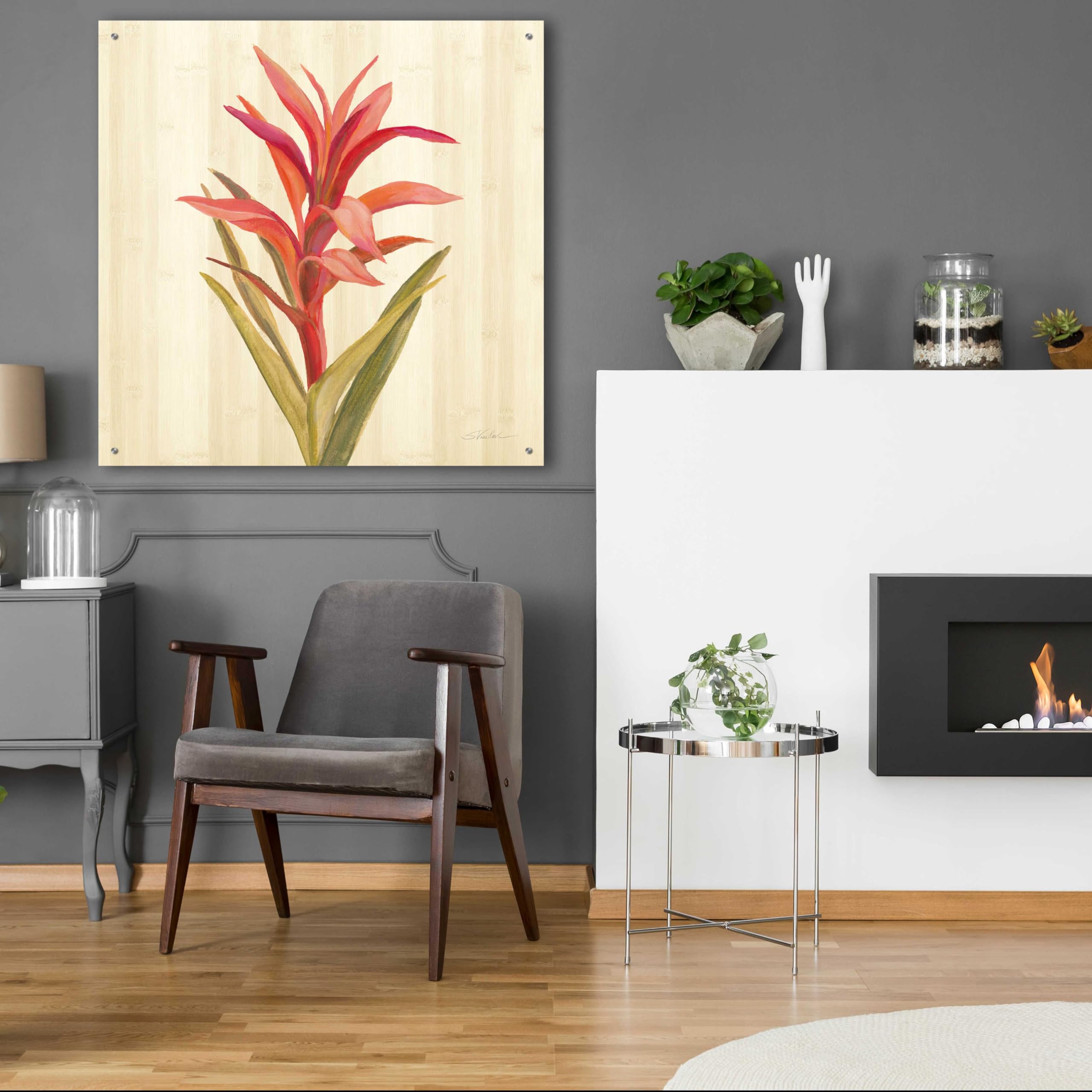 Silvia Vassileva Tropical Garden III Acrylic Glass Wall Art - 36x36 Inch Modern Abstract Painting for Living Room, Bedroom & Office Decor