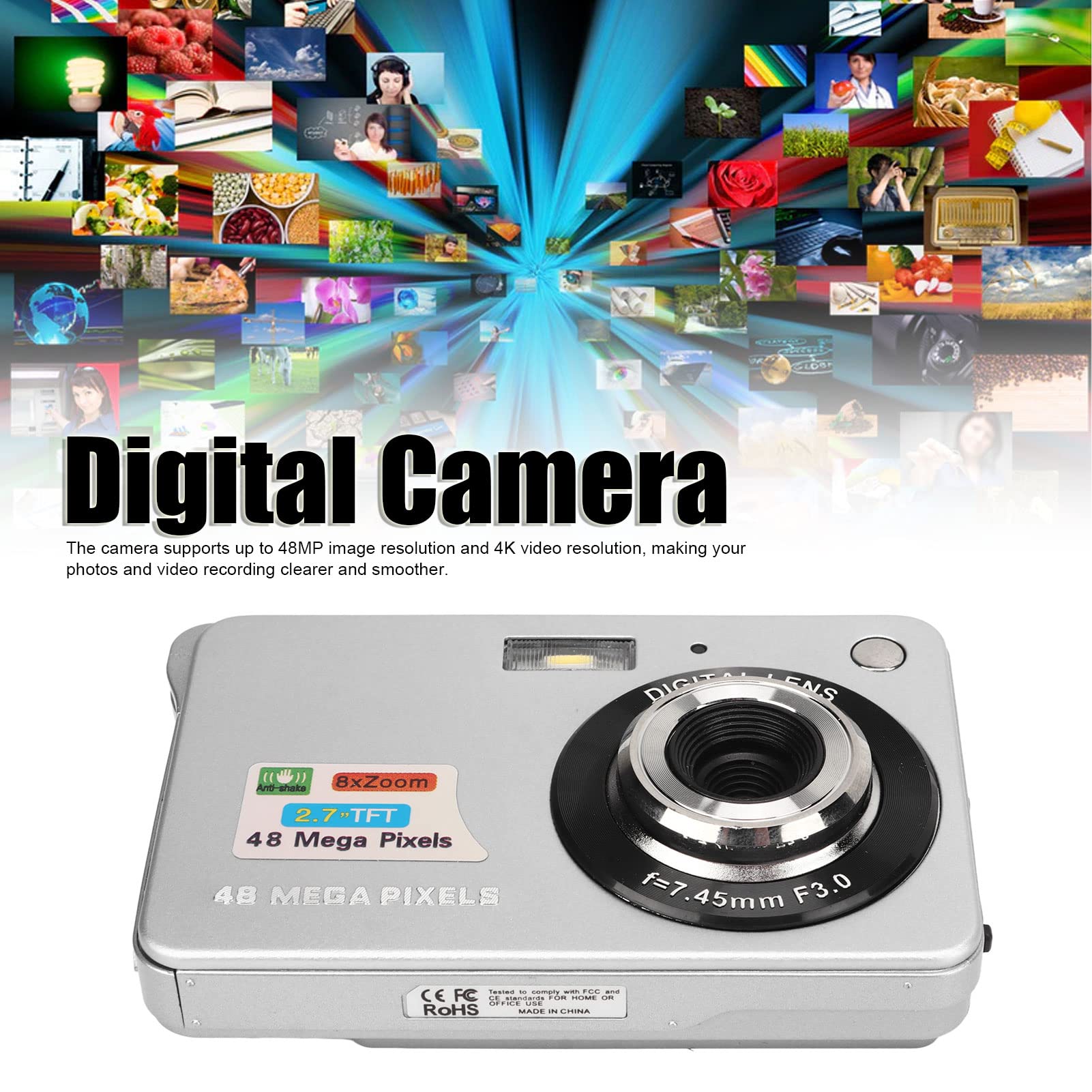 4K Digital Camera for Photography & Vlogging - 48MP Compact Pocket Camera with 2.7