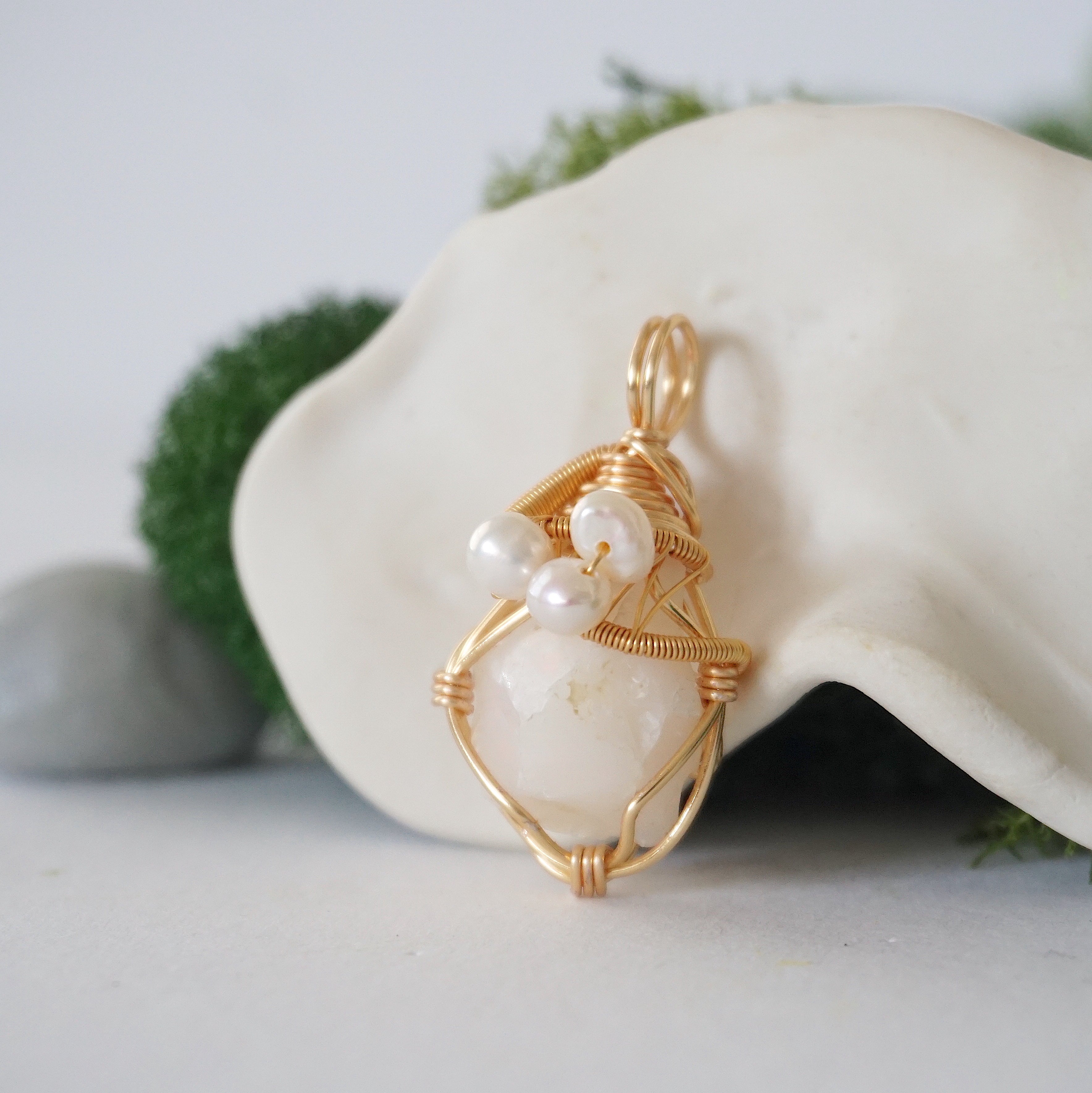 Fire Opal and Pearl Necklace - 14K Gold Plated Elegant Jewelry for Women | Perfect for Weddings, Parties & Special Occasions