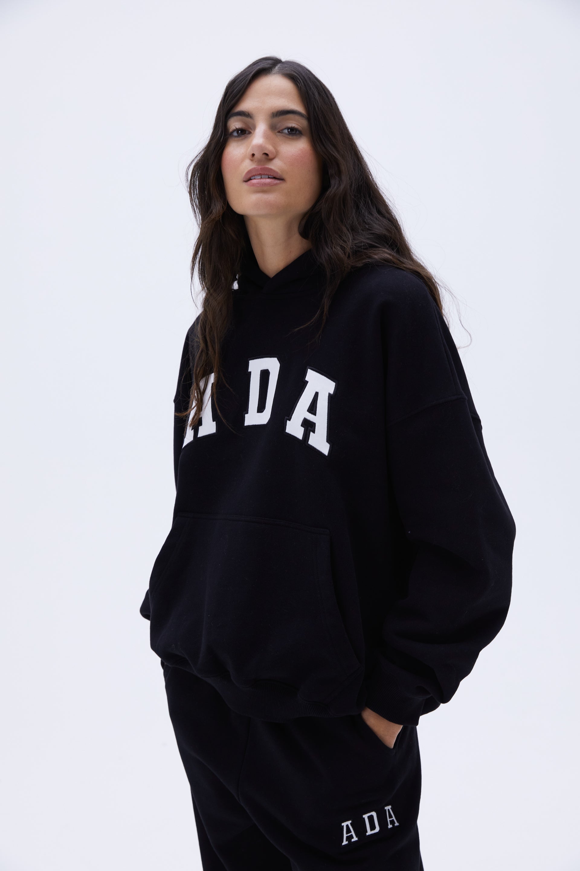 ADA Oversized Hoodie for Women & Men - Black Unisex Streetwear Sweatshirt | Cozy Loungewear & Casual Outfit Essential