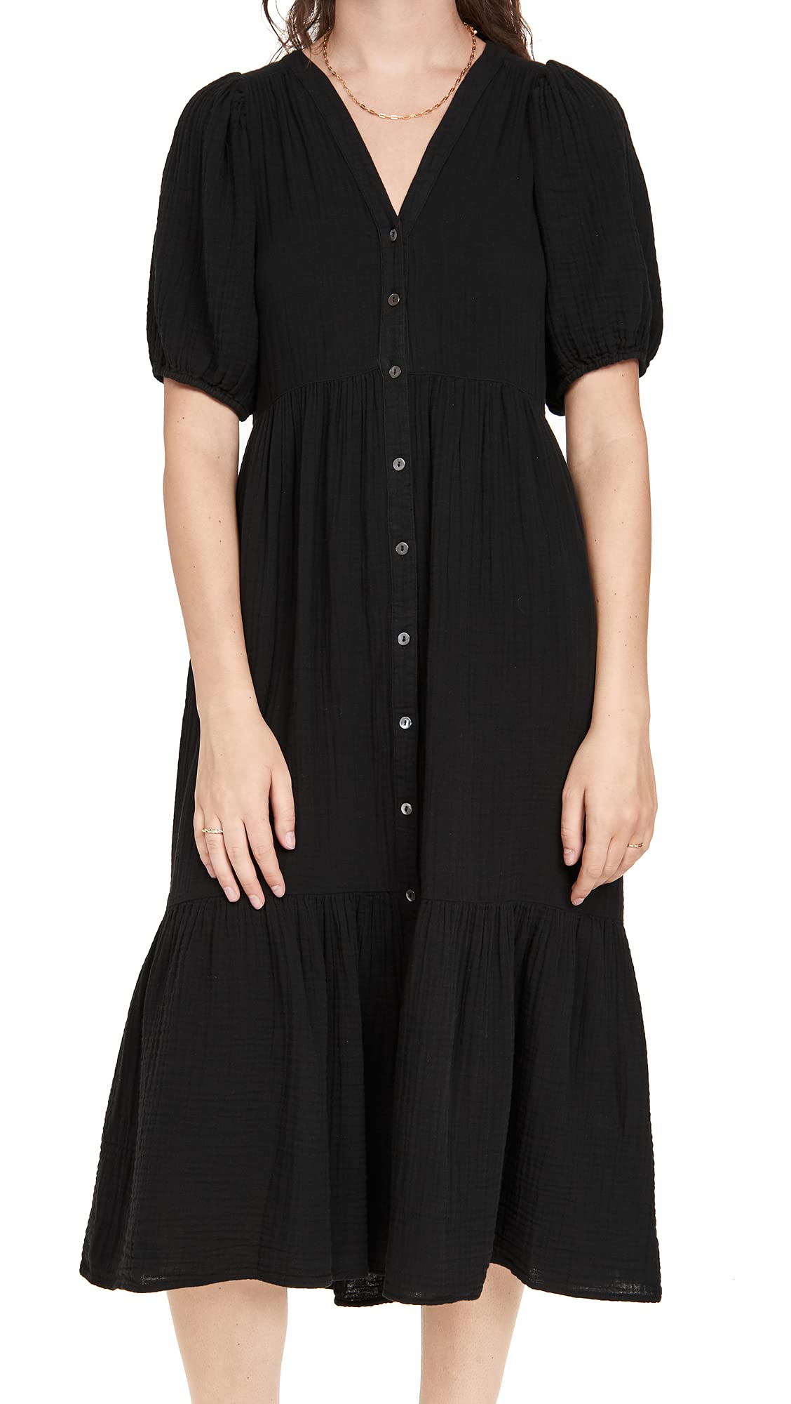 XIRENA Women's Lennox Dress - Flowy Summer Midi Dress with Puff Sleeves, Casual & Party Wear for Beach, Vacation, and Date Nights