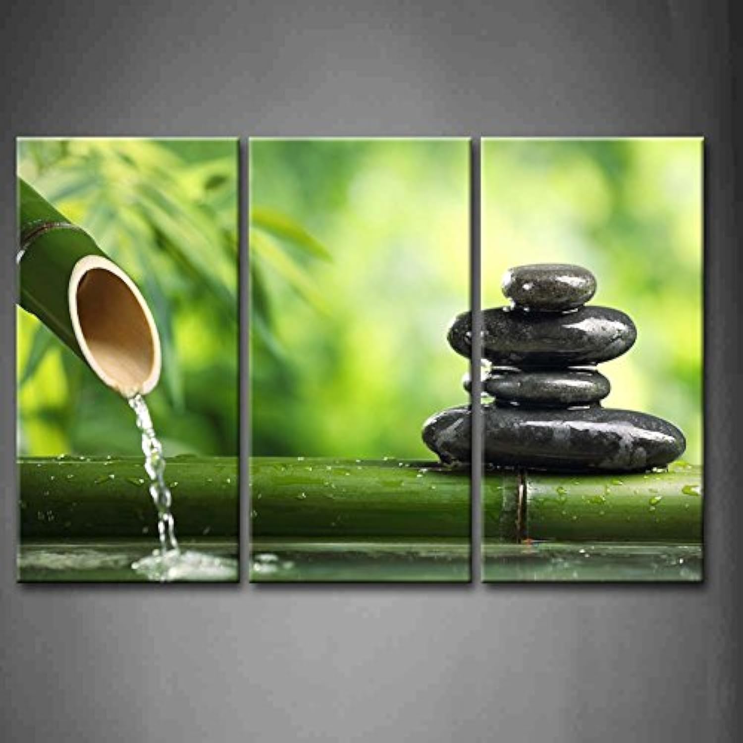 Zen Wall Art Green Spa Still Life with Bamboo Canvas Painting - Modern Botanical Print for Home & Office Decor - Stretched Wooden Frame Ready to Hang - Perfect for Living Room, Bedroom, Spa or Meditation Space
