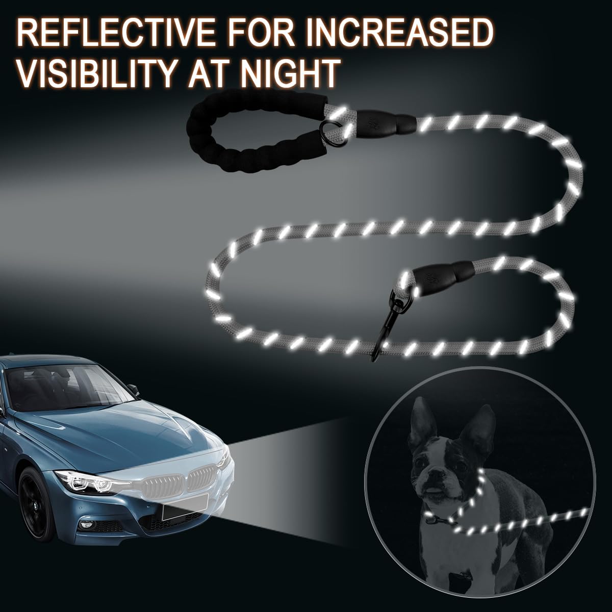 **BARKBAY Heavy Duty Dog Leash 2 Pack - 5FT Reflective Leashes with Padded Handle for Large & Medium Dogs - Walking, Training, Running - Durable & Comfortable (Gray + Black)**    *Perfect for Daily Walks, Jogging, or Outdoor Adventures with Your Pet!*