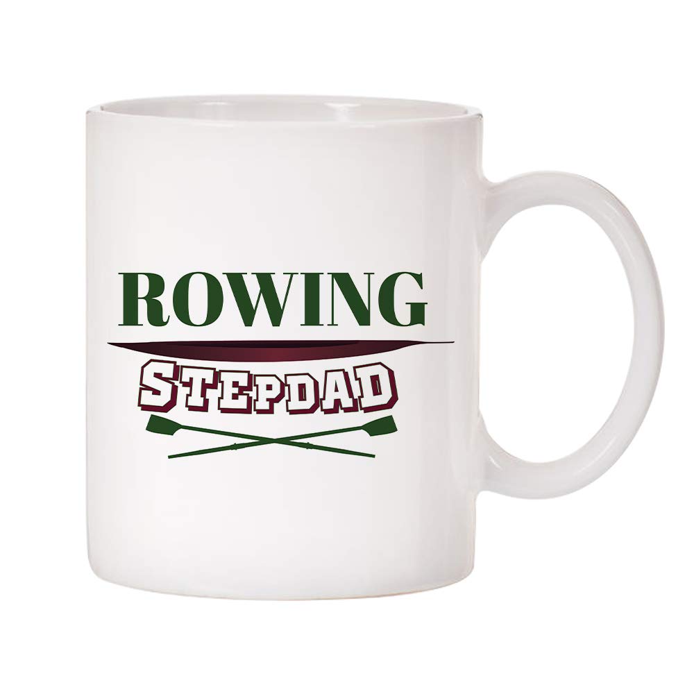 Sports Family 11oz Ceramic Coffee Mugs with Rowing & Stepdad Designs - Perfect for Father's Day Gifts, Office Use & Family Gatherings