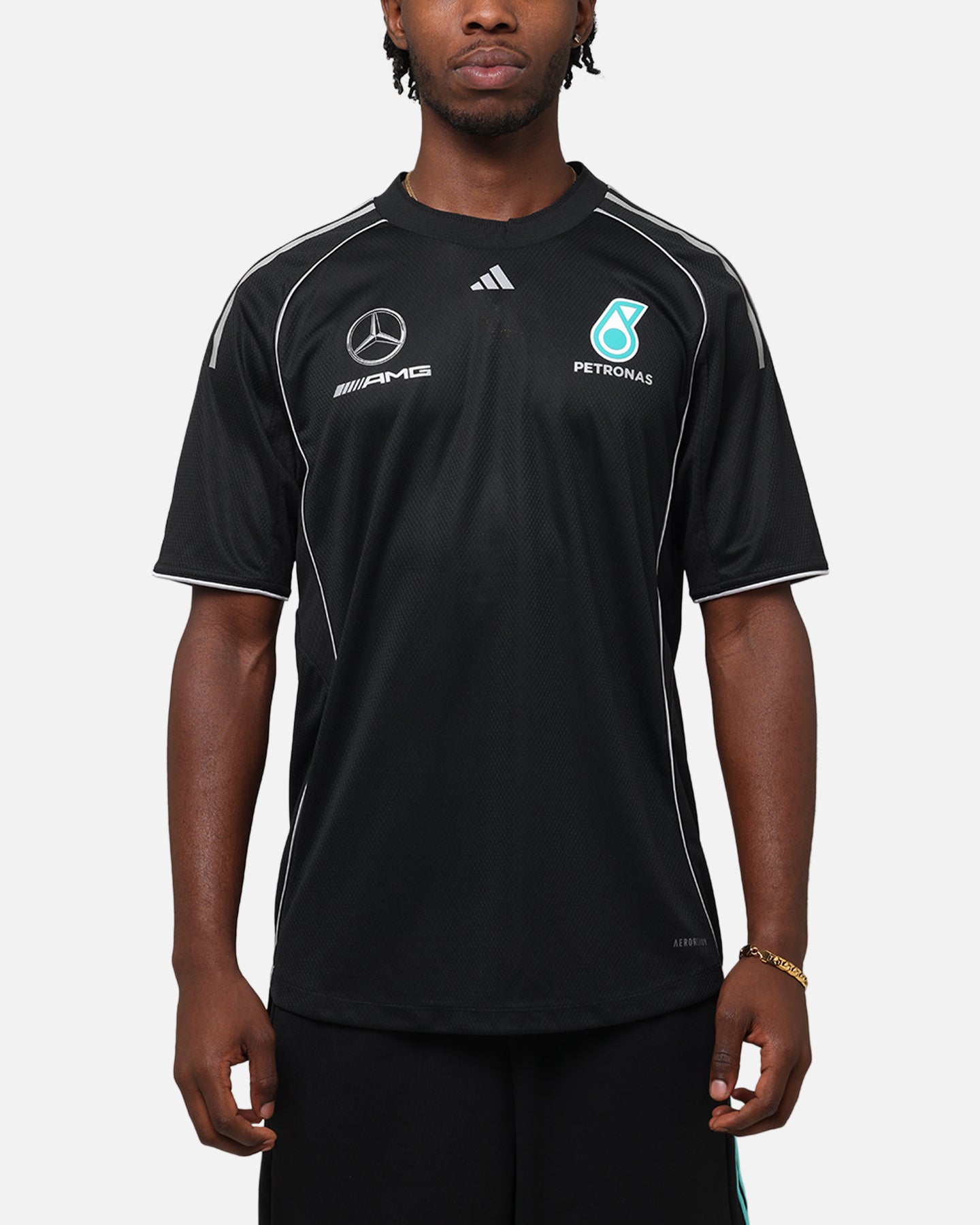 Adidas x Mercedes AMG Petronas Formula One F1 DNA T-Shirt - Black/Silver - Men's Racing Fan Apparel for Casual Wear & Motorsport Events