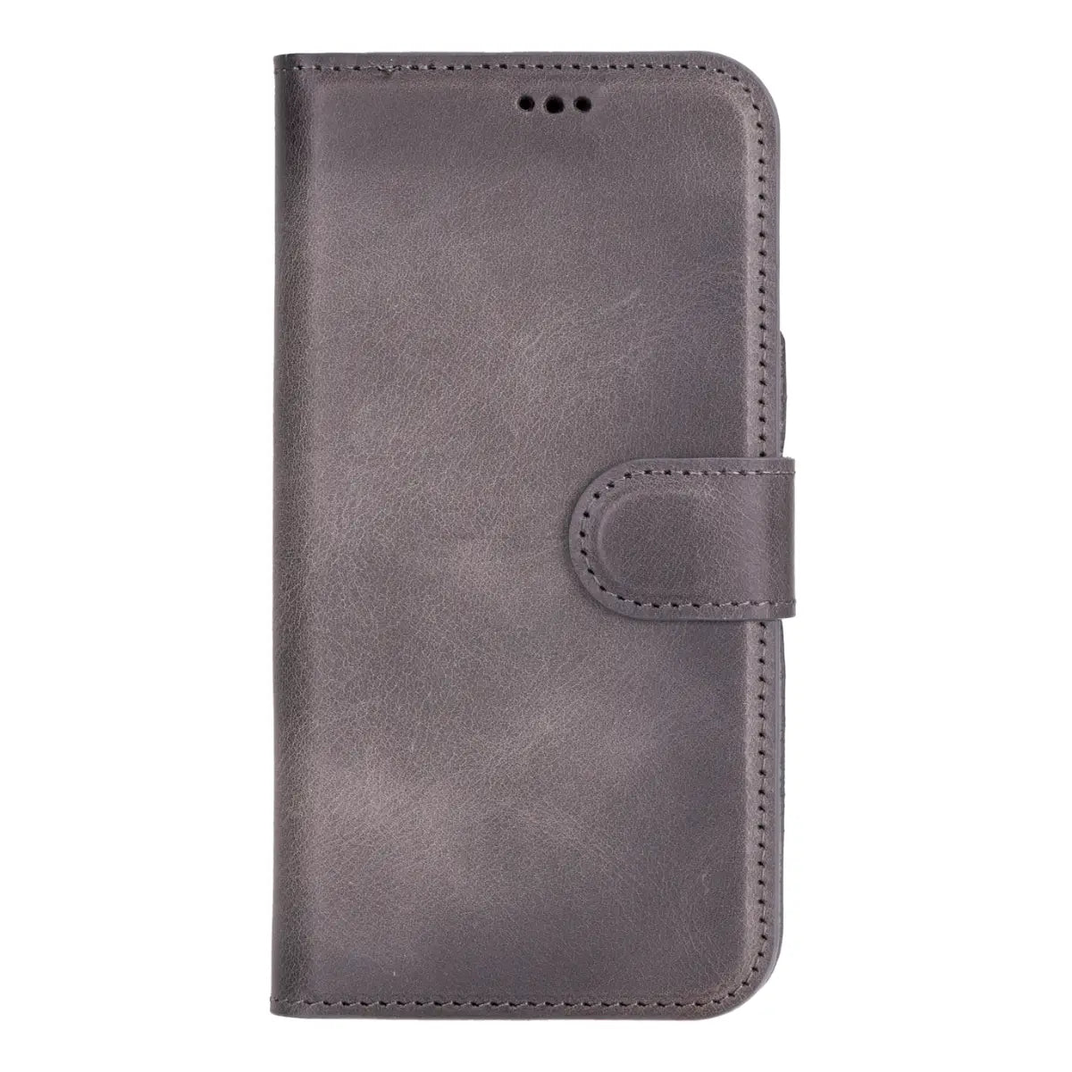Premium Burnished Gray Leather Wallet Case for iPhone 16 (2024 Model) - Slim Protective Cover with Card Slots | Perfect for Everyday Use, Travel & Business Professionals