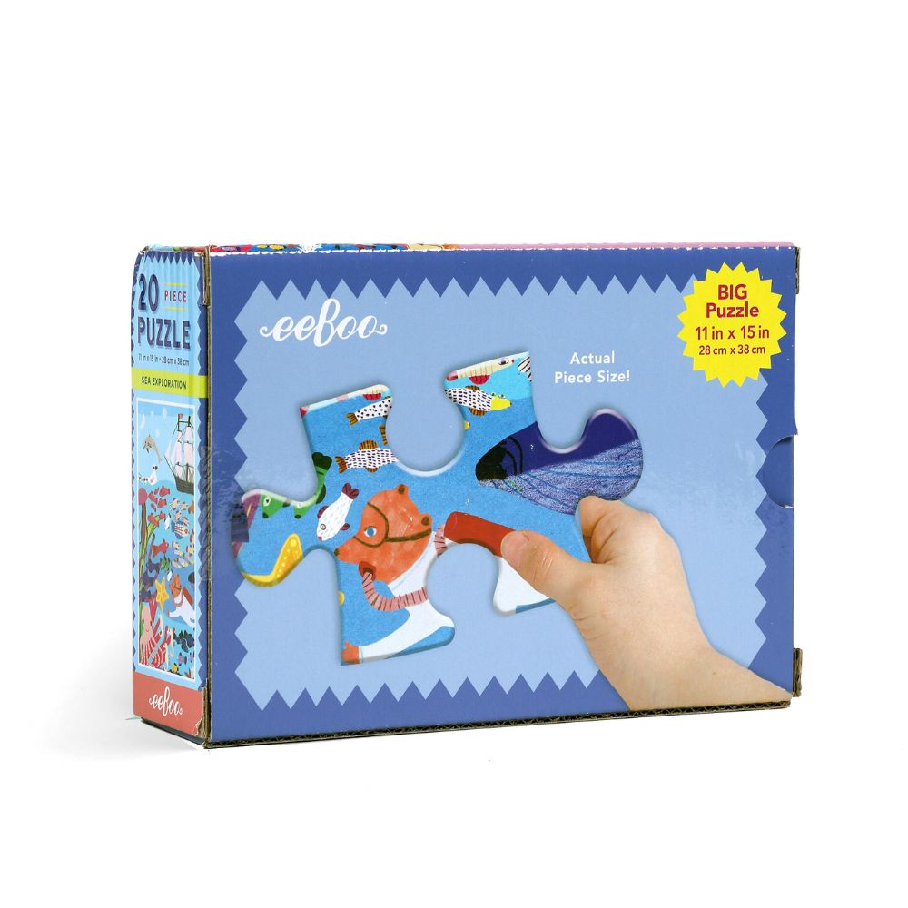 eeBoo Sea Exploration 20-Piece Jigsaw Puzzle for Kids | Ocean Animal Learning Toy | Perfect for Preschool Education & Family Game Night