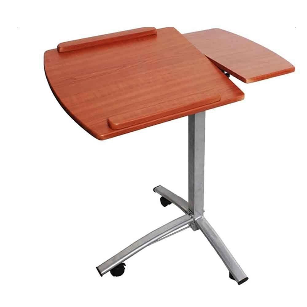 Adjustable Laptop Rolling Desk with Tilt Stand - Portable Caster Cart for Bedside, Office & Dorm Room - Brown Mobile Workstation for Home & Small Spaces