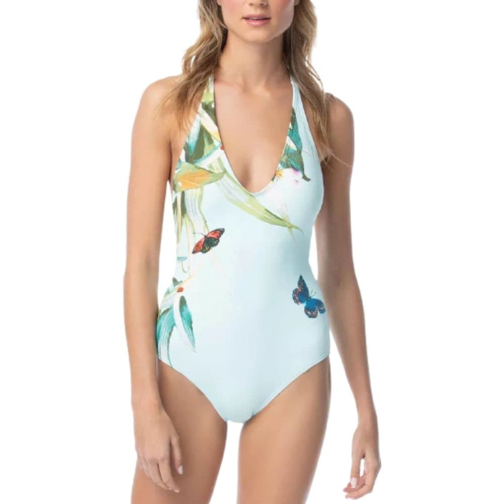 Vince Camuto Women's Halter One Piece Swimsuit with Removable Soft Cups - Sexy Bathing Suit for Beach, Pool & Vacation | Plus Size Swimwear for Summer