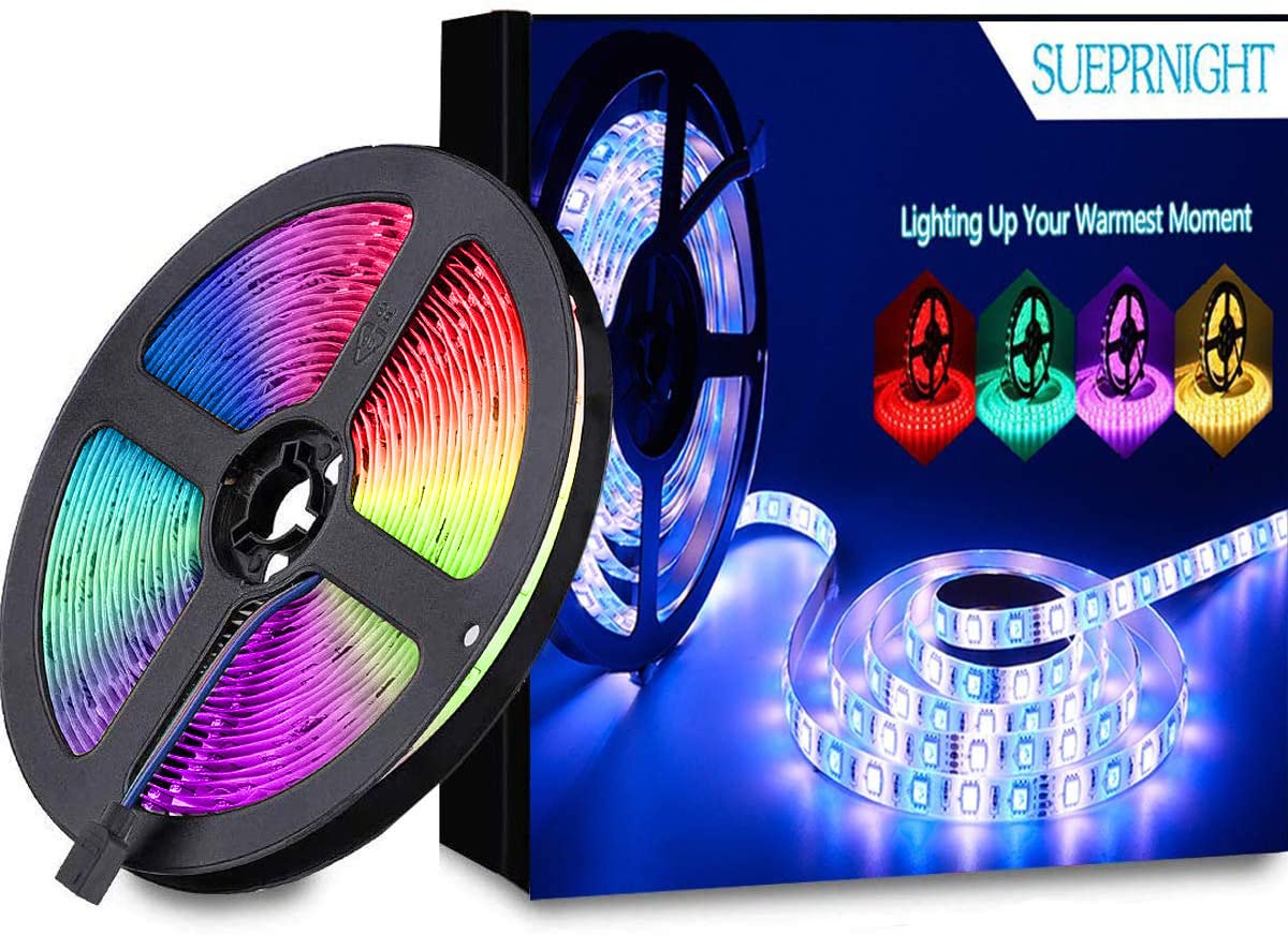 SUPERNIGHT 16.4FT Waterproof RGB Color Changing LED Strip Lights - 300 LEDs SMD 5050 Flexible Light Strip for Bedroom, Kitchen, Party & Home Decoration (RGBW)