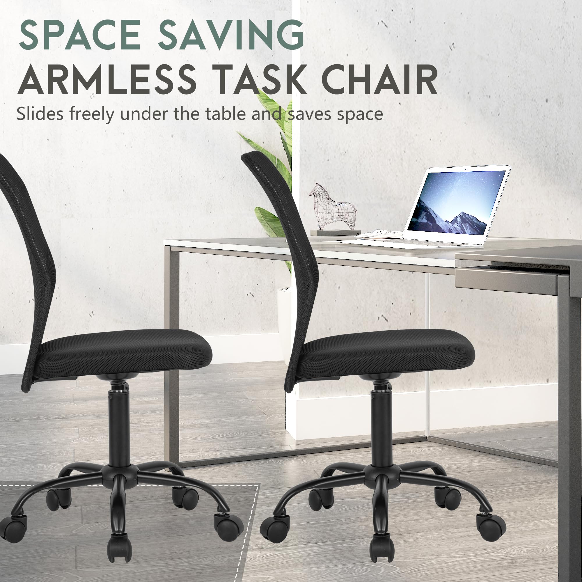 Ergonomic Mesh Office Chair with Lumbar Support - Adjustable Swivel Rolling Computer Desk Chair for Home & Office - Modern Executive Mid Back Design (Black) - Perfect for Long Work Hours, Gaming & Study Sessions