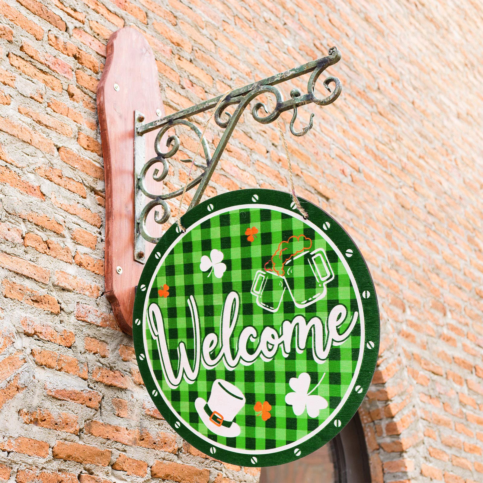 Jetec 3-Piece St. Patrick's Day Wooden Shamrock Wreath Set - Irish Front Door Hanging Decor, Green Welcome Sign for Home Wall & Door - Perfect for Irish-Themed Parties, Pub Decorations & Spring Festival Celebrations