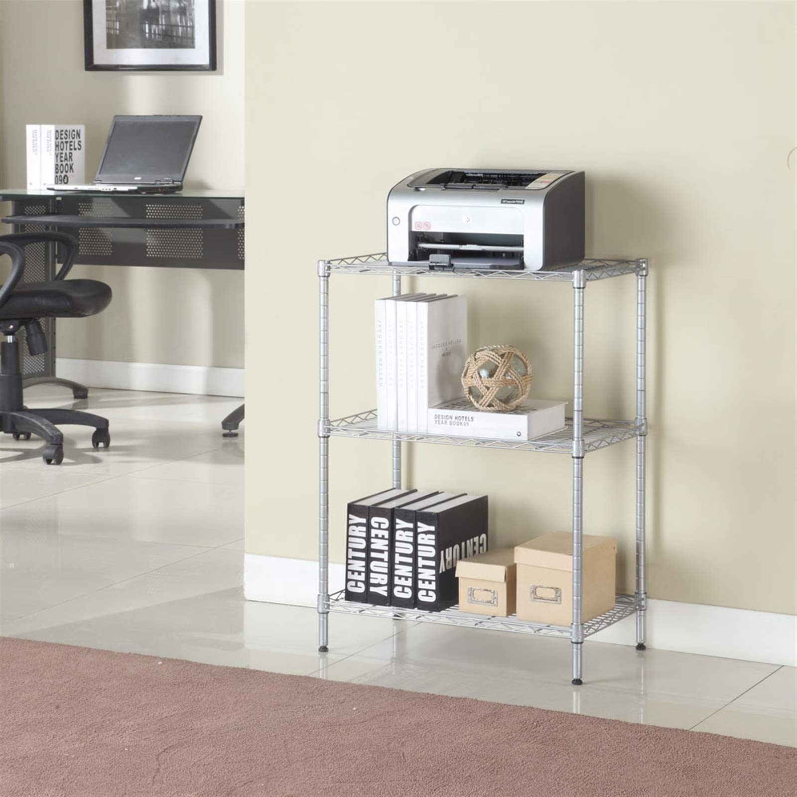 3-Tier Adjustable Metal Storage Rack - Heavy Duty Wire Shelving Unit for Pantry, Closet, Kitchen, Laundry & Bathroom Organization (Silver, 12-3-Tier) | Space Saving Solution for Home & Office Storage Needs