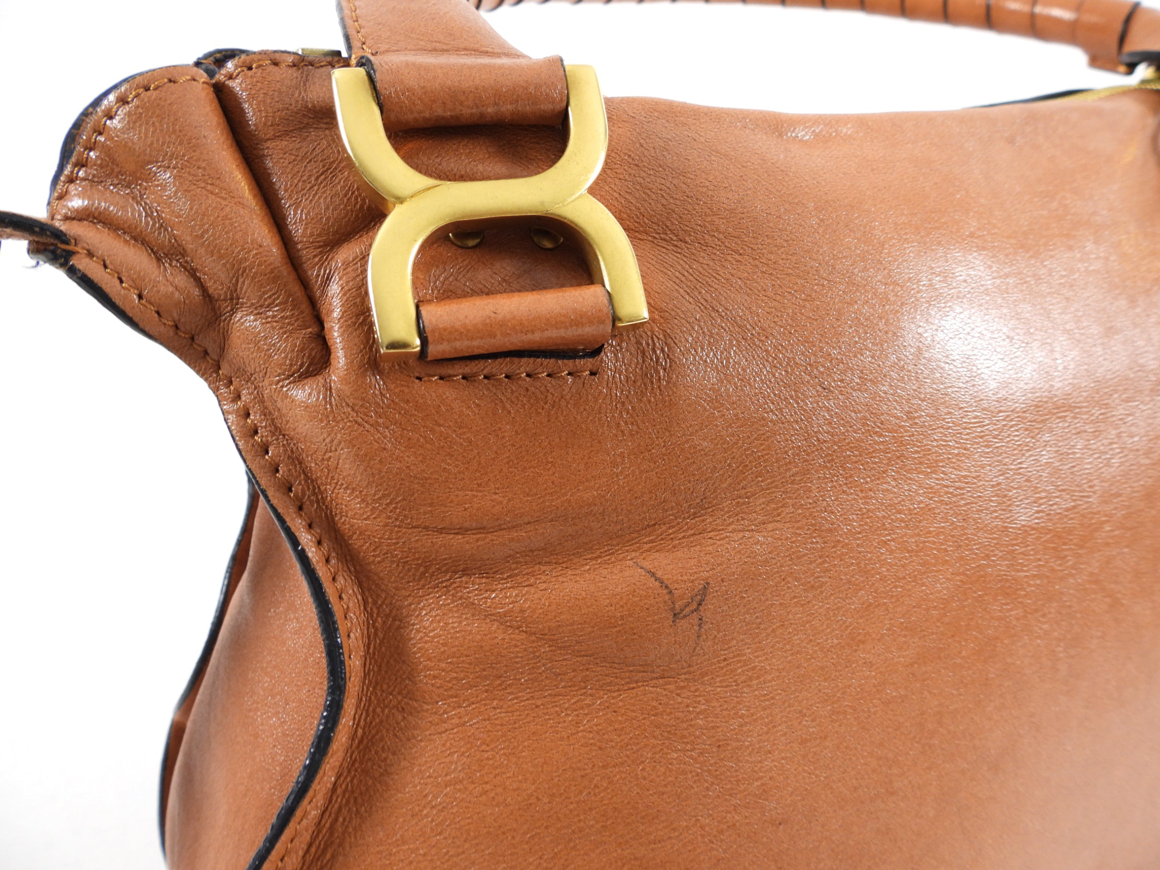 Chloe Tan Leather Large Marcie Two-Way Shoulder Bag - Luxury Designer Handbag for Women | Perfect for Work, Travel & Everyday Use