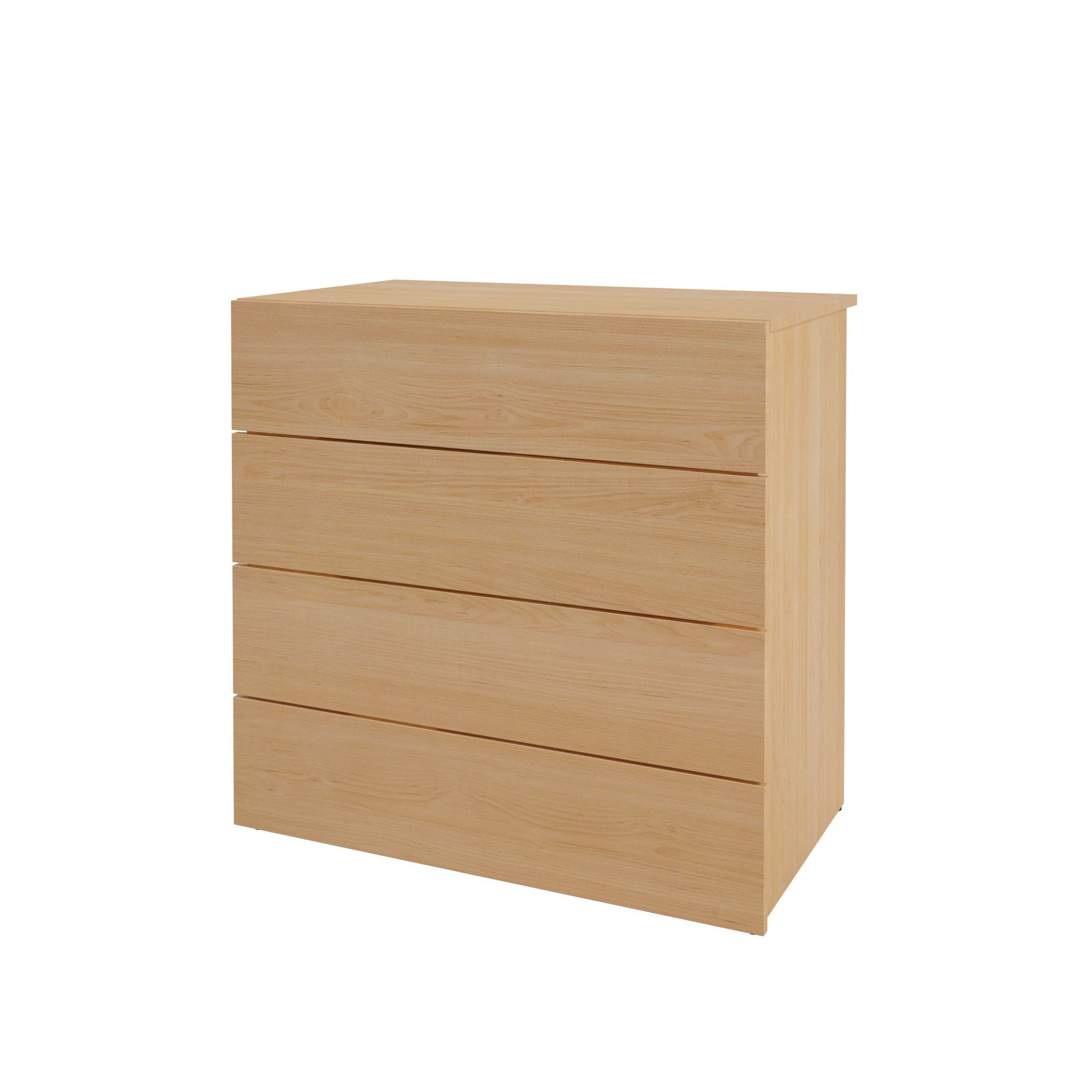 Nexera 4-Drawer Wooden Chest Dresser, Natural Maple Finish - Perfect for Bedroom Storage & Closet Organization