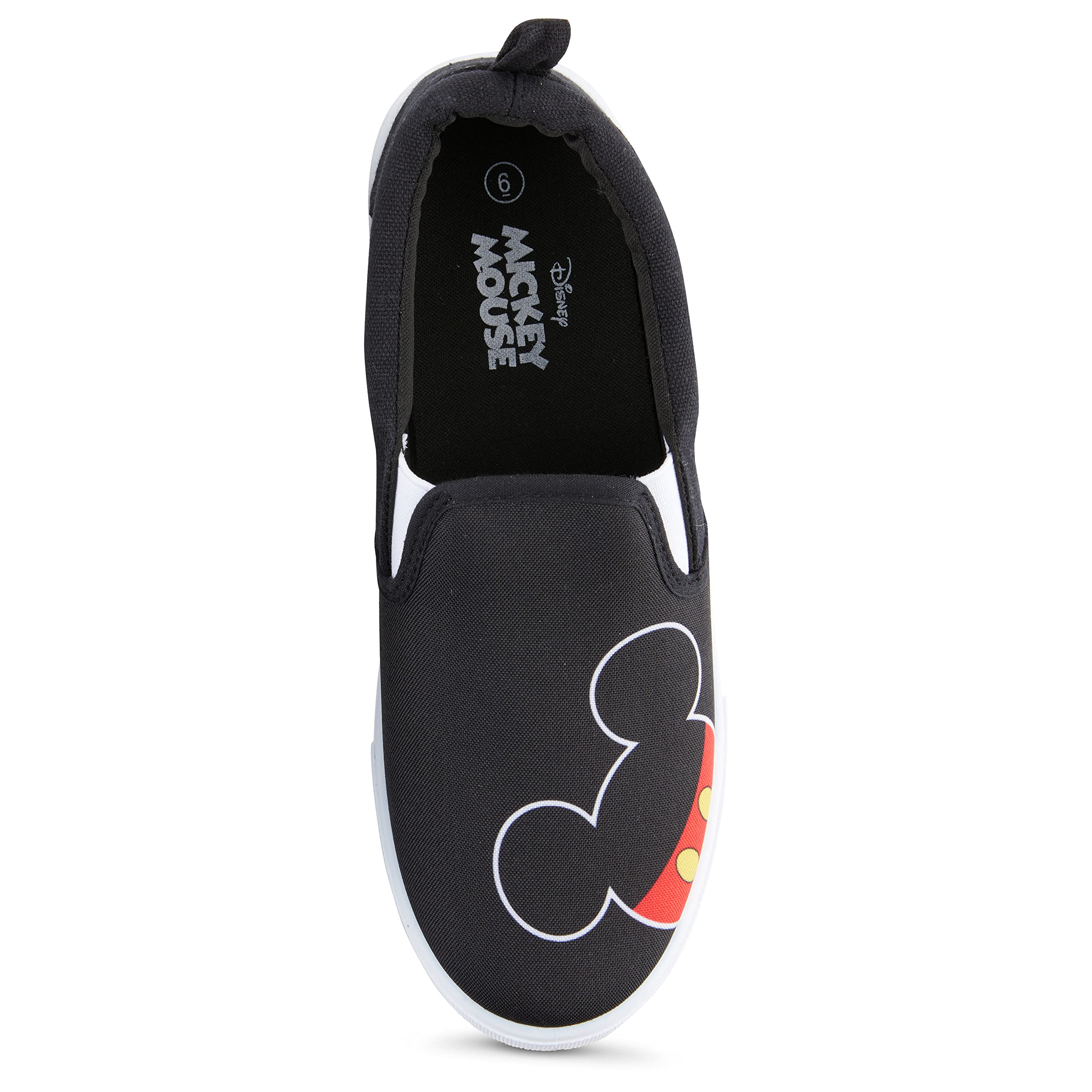 Disney Women's Mickey and Minnie Mouse Slip-On Canvas Sneakers - Classic Cartoon Character Shoes for Casual Wear, Theme Parks & Disney Fans