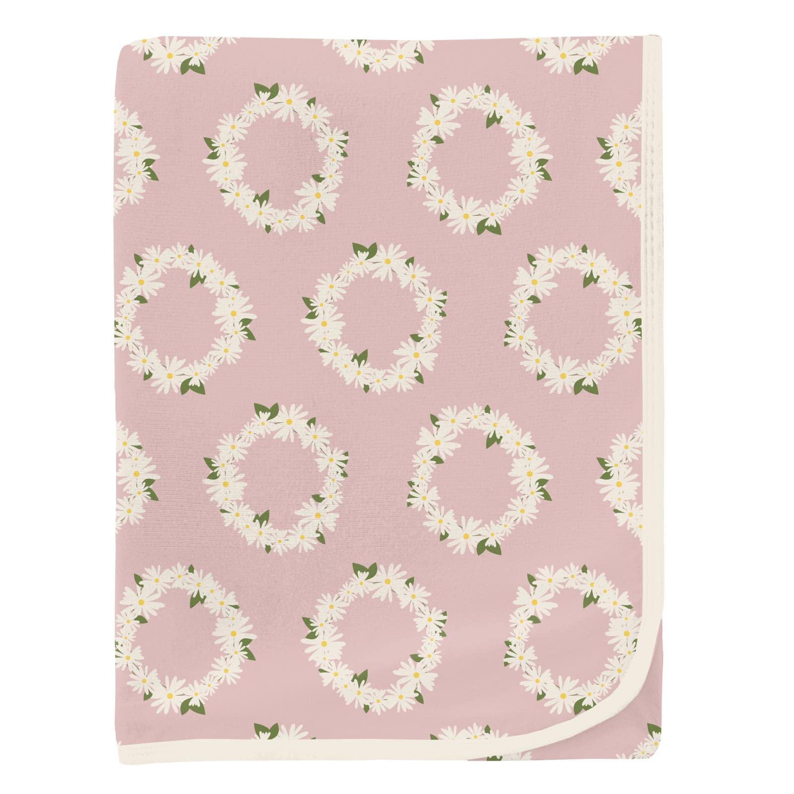 KicKee Pants Baby Swaddle Blankets - Ultra Soft Bamboo Viscose Fabric, 40” x 29” Size (Rose Daisy Crowns Print) - Perfect for Newborn Swaddling, Nursery Comfort & Baby Shower Gifts