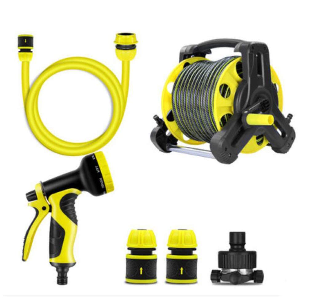 JLDN 10m Lightweight Portable Garden Hose Reel with Wall Mount, 2m Inlet Pipe & 9-Pattern Spray Nozzle - Perfect for Home, Yard, Lawn, Greenhouse & Car Washing