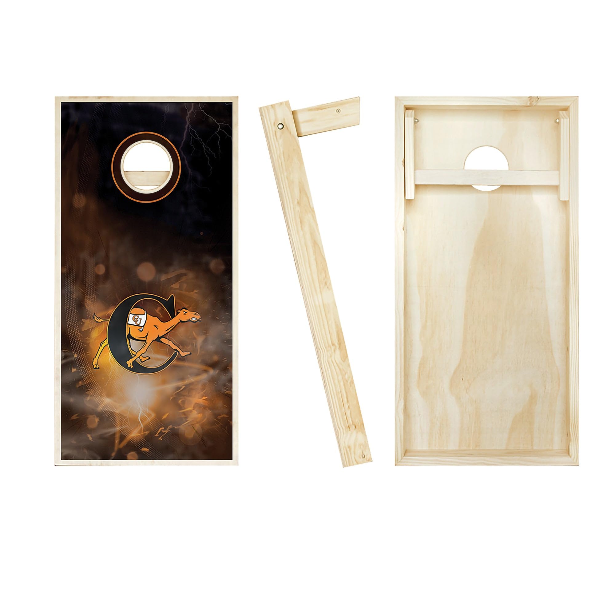Premium Campbell Smoke Cornhole Boards Set - 2 Regulation-Sized Boards & 8 Custom Team Logo Bags | Outdoor Lawn Games for Backyard, Tailgating & BBQ Parties