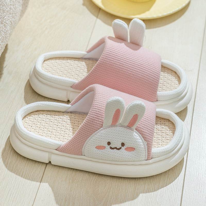 Soft & Cozy Bunny Linen Slippers for Women - Breathable Home Shoes with Non-Slip Sole - Perfect for Indoor Relaxation, Lounge Wear & Spa Days