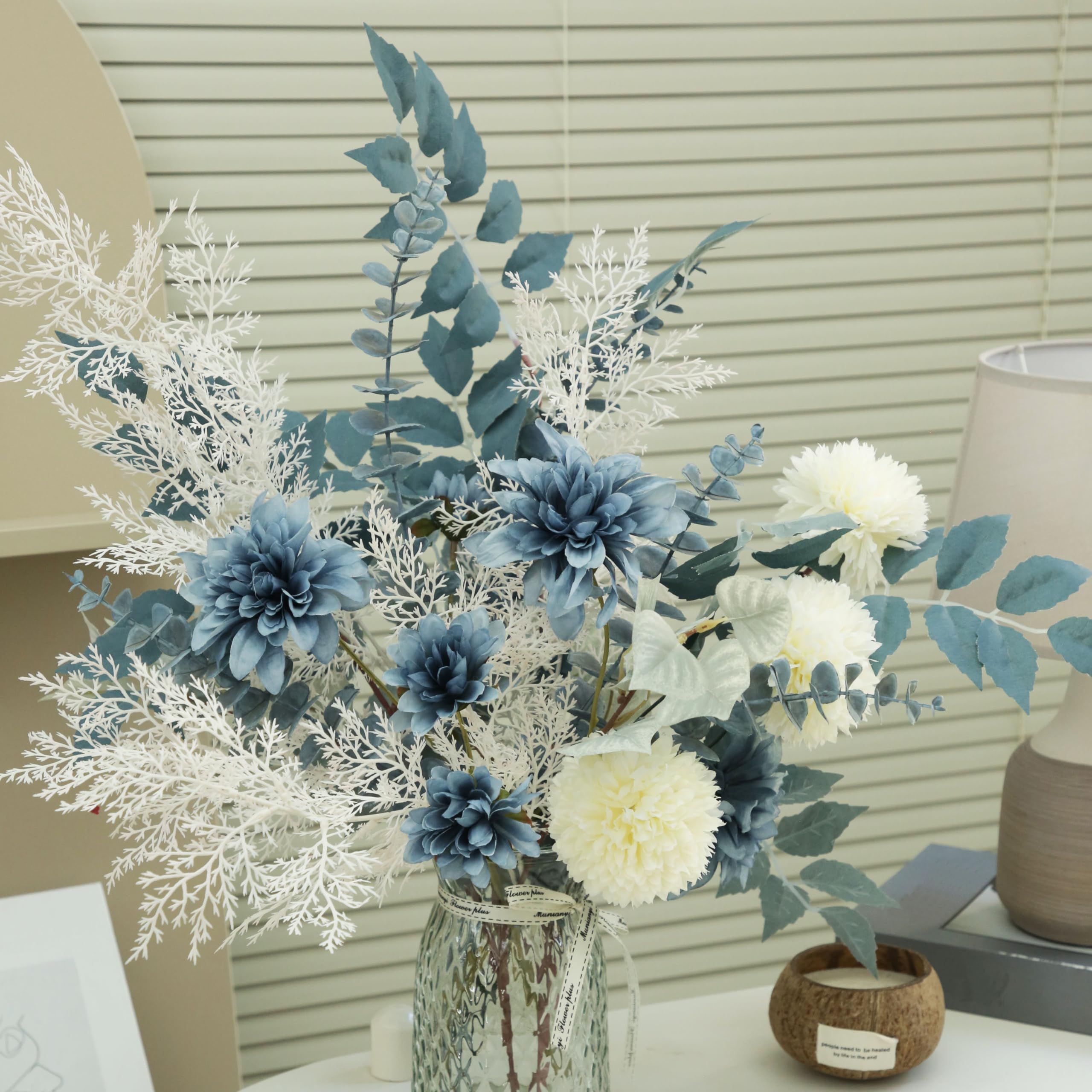 Artificial Flowers in Vase - Fake Floral Arrangement for Home & Office Decor - Dining Table Centerpiece, Coffee Table & Living Room Decor - Perfect for Weddings, Parties & Interior Design