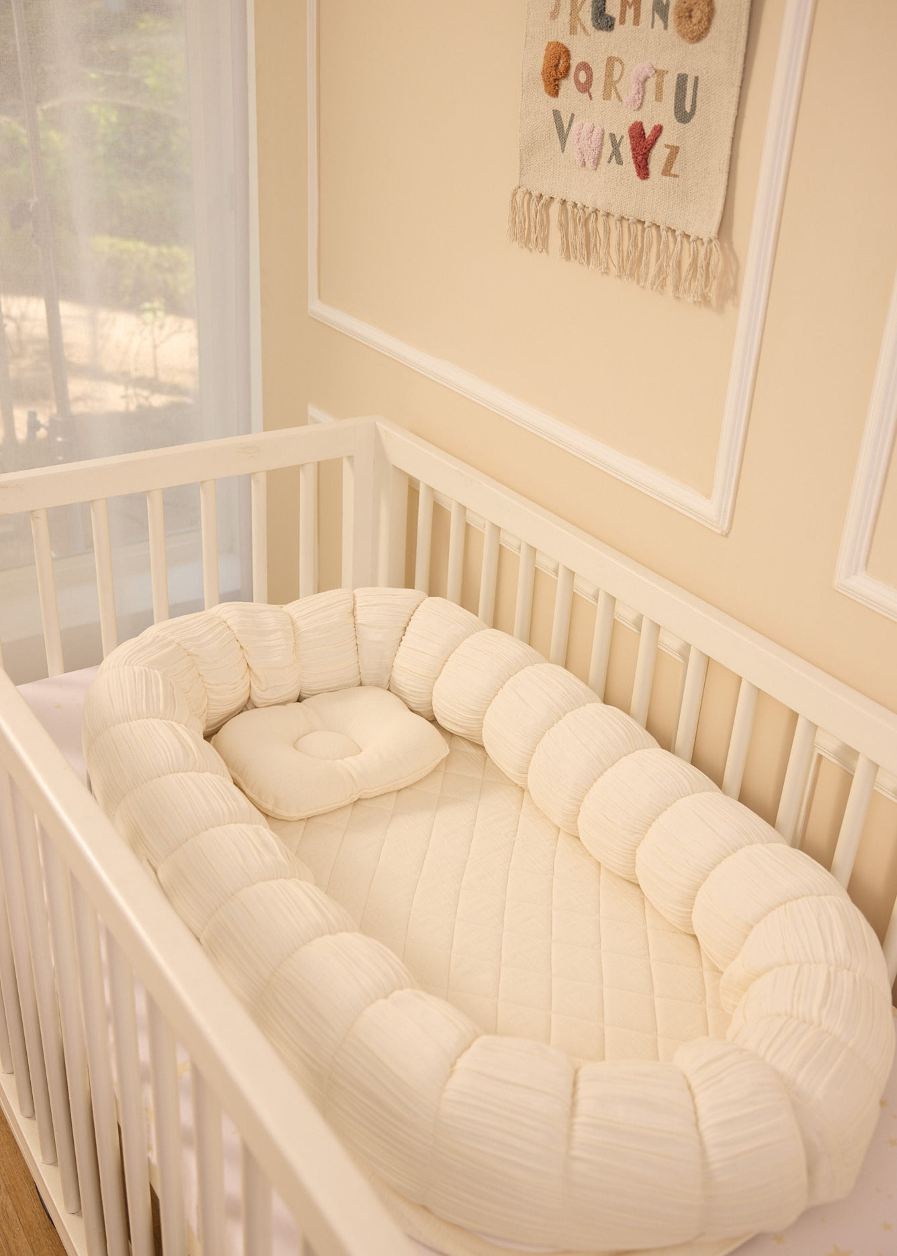 The Sleep Cloud Nest Ecru Baby Blanket with Rocking Horse Design - Soft & Cozy for Nursery, Swaddling, and Stroller Use